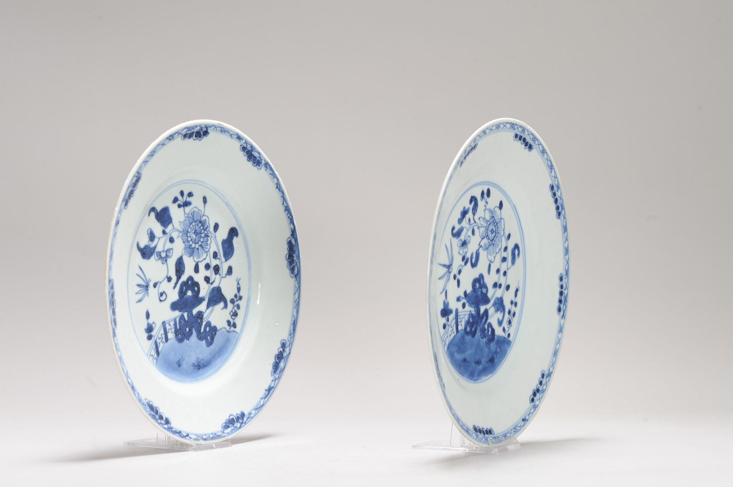 #2 Antique Chinese Porcelain 18th C Kangxi/Yongzheng Blue White Set Dinner Pl For Sale 8