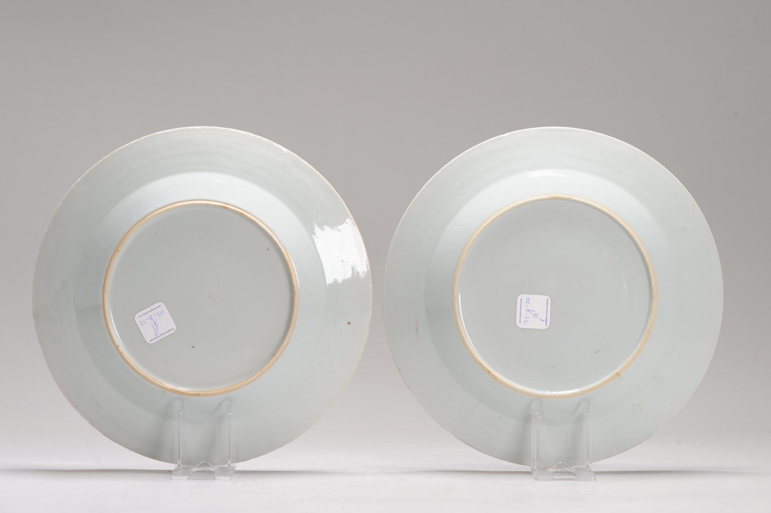 #2 Antique Chinese Porcelain 18th C Kangxi/Yongzheng Blue White Set Dinner Pl In Good Condition For Sale In Amsterdam, Noord Holland