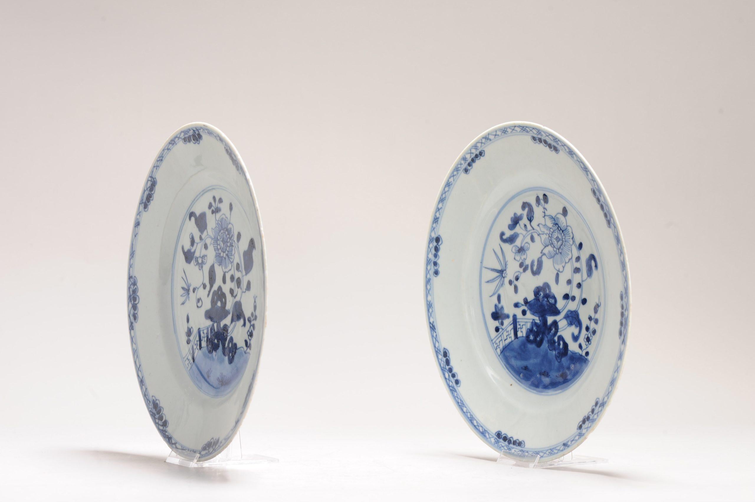 #2 Antique Chinese Porcelain 18th C Kangxi/Yongzheng Blue White Set Dinner Pl For Sale 1