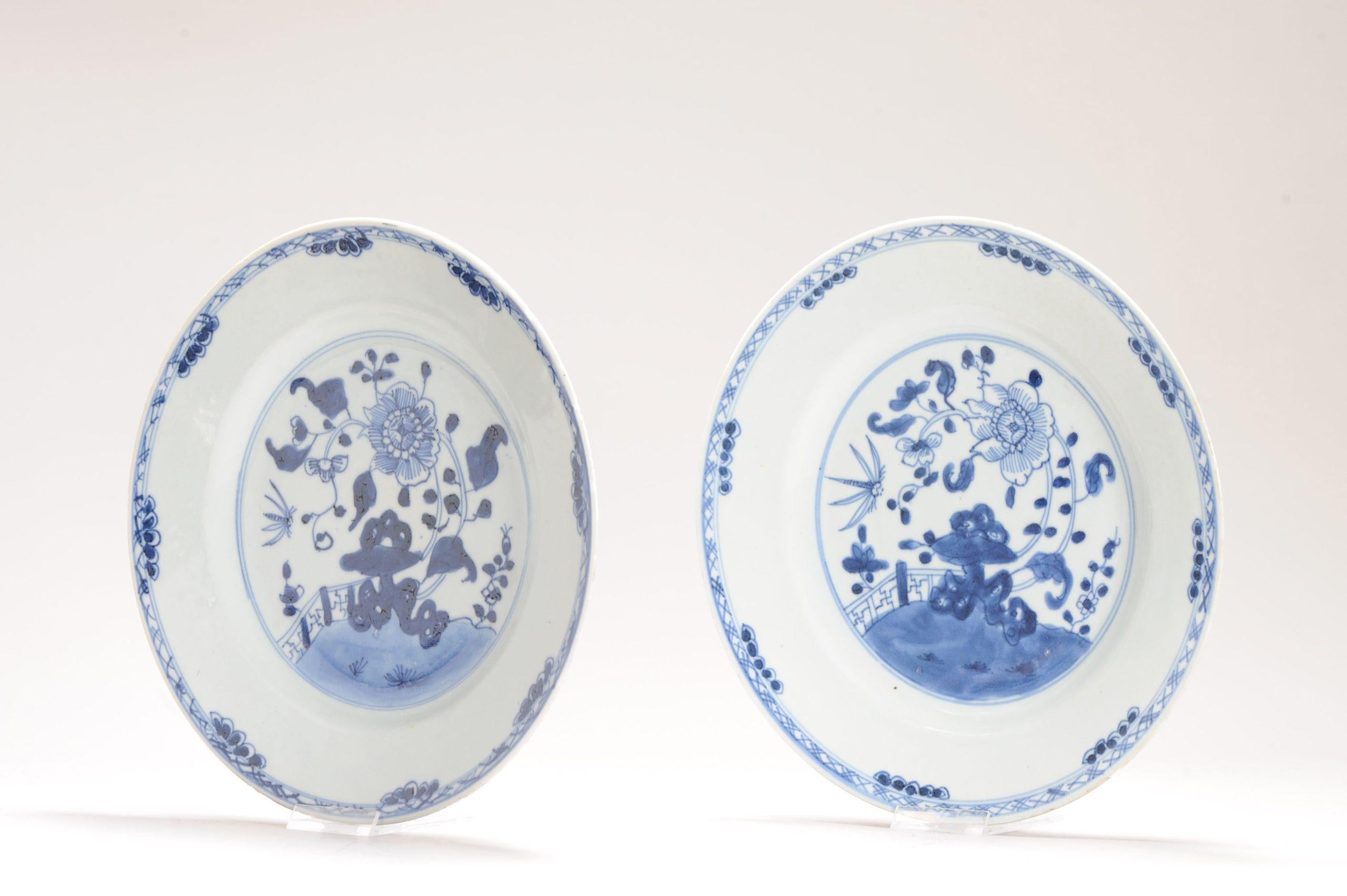 #2 Antique Chinese Porcelain 18th C Kangxi/Yongzheng Blue White Set Dinner Pl For Sale 3
