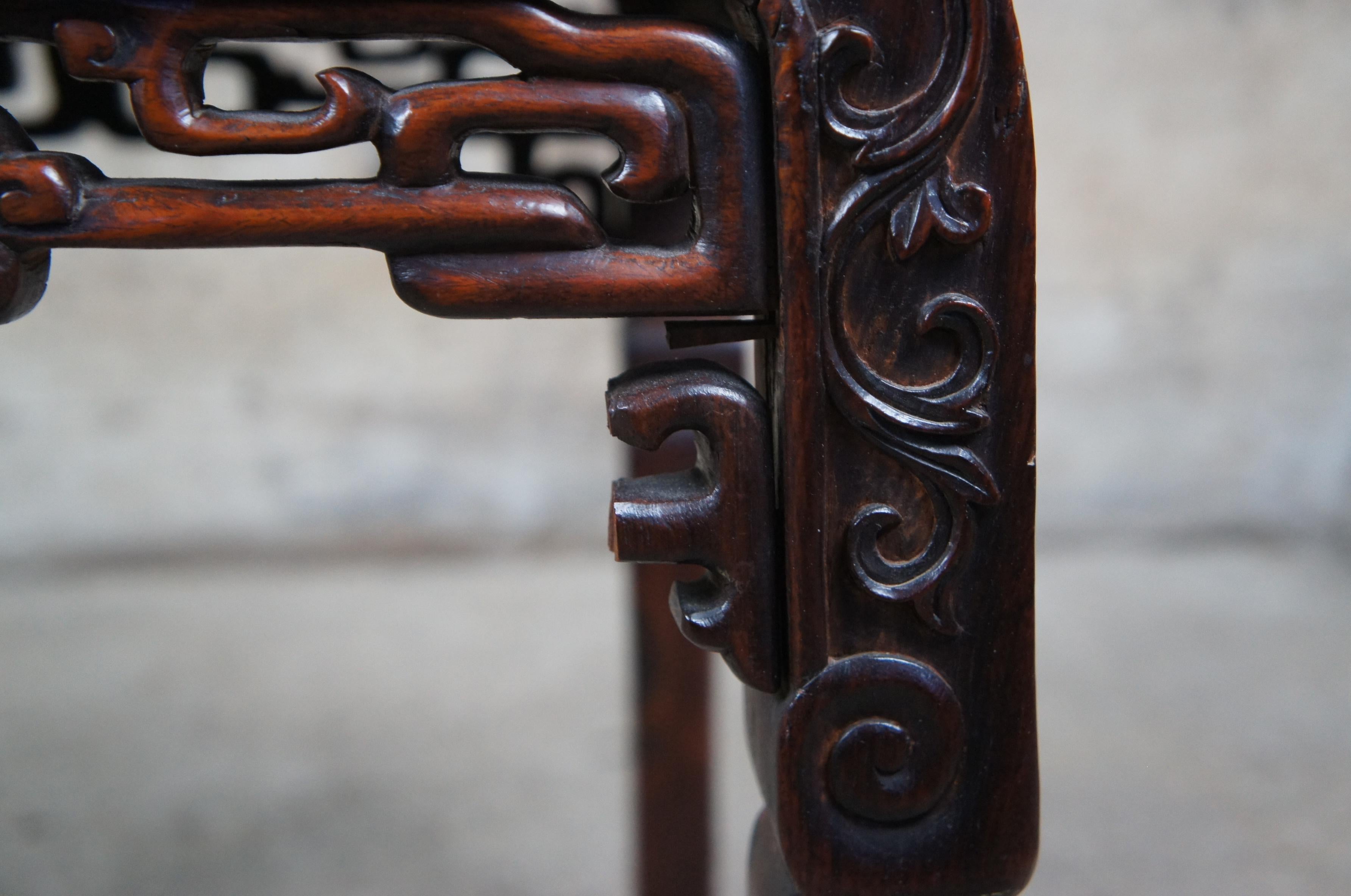 2 Antique Chinese Qing Dynasty Rosewood Marble Ball Claw Side Tables Plant Stand 5