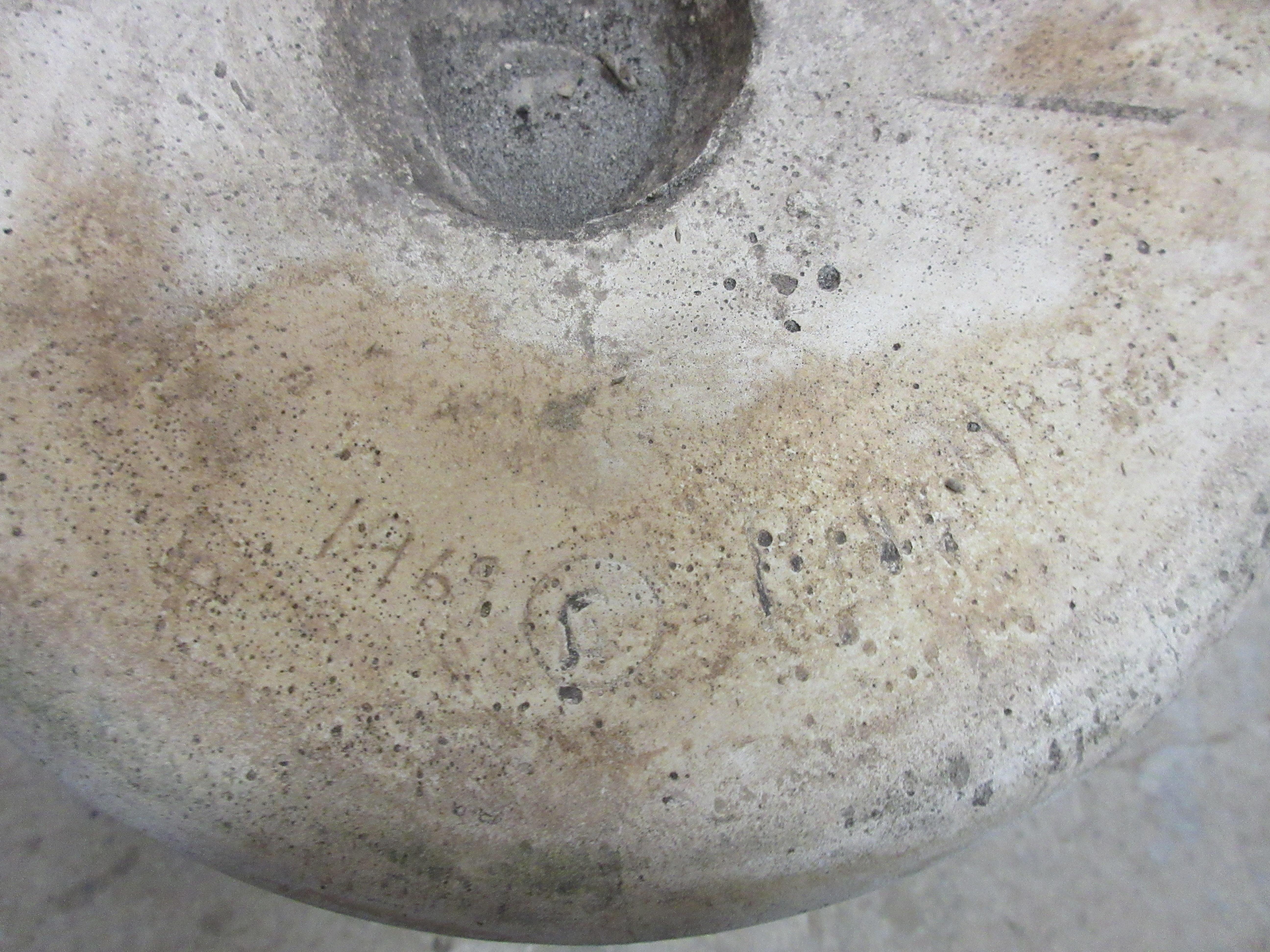 Mid-20th Century  2 Antique Concrete Grecian Greek Key Urns & Pedestals