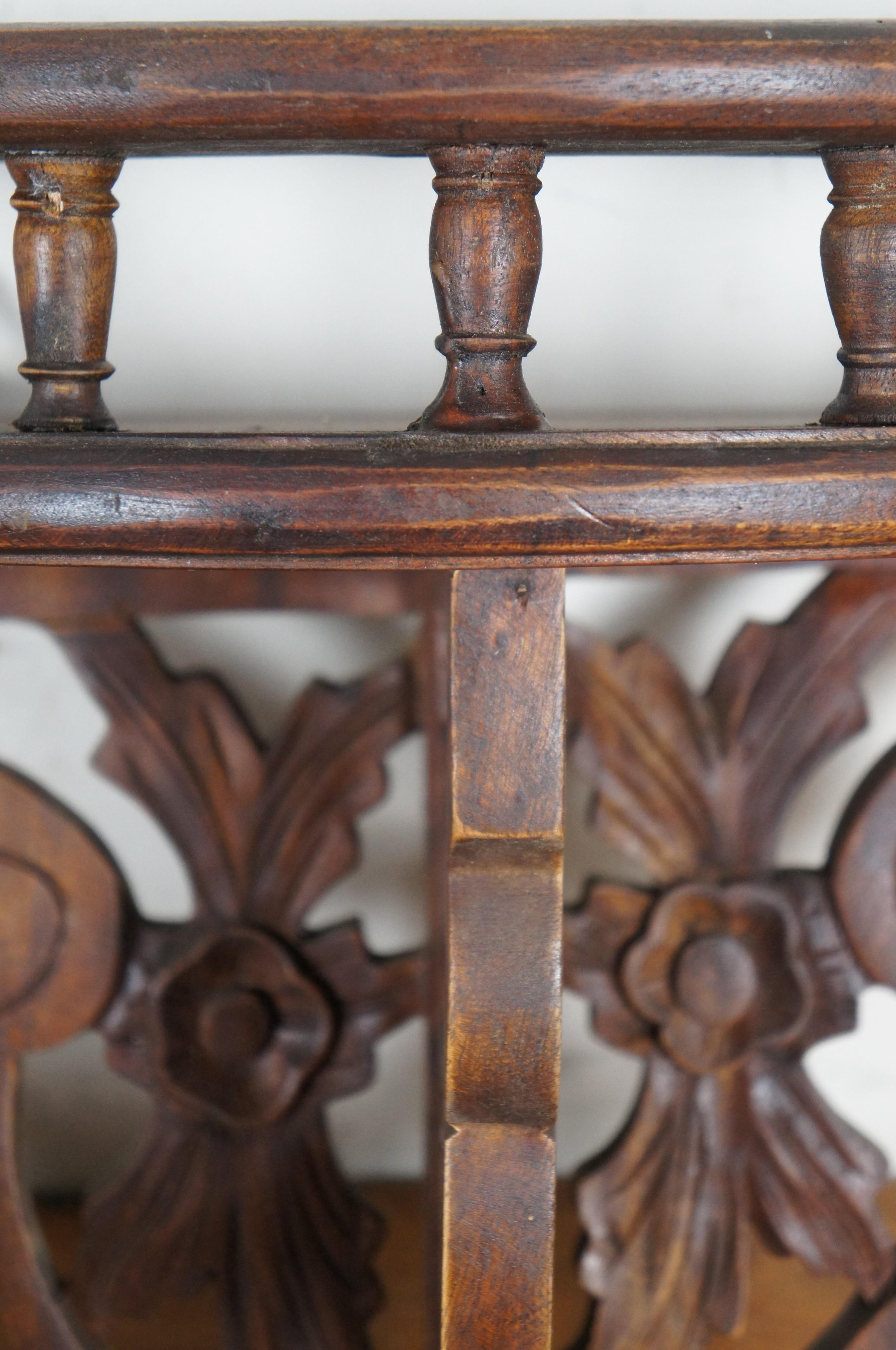 2 Ménsulas de Pared Antiguas con Rosa de Caoba Demilune Estantes para Apliques de Galería 14 7