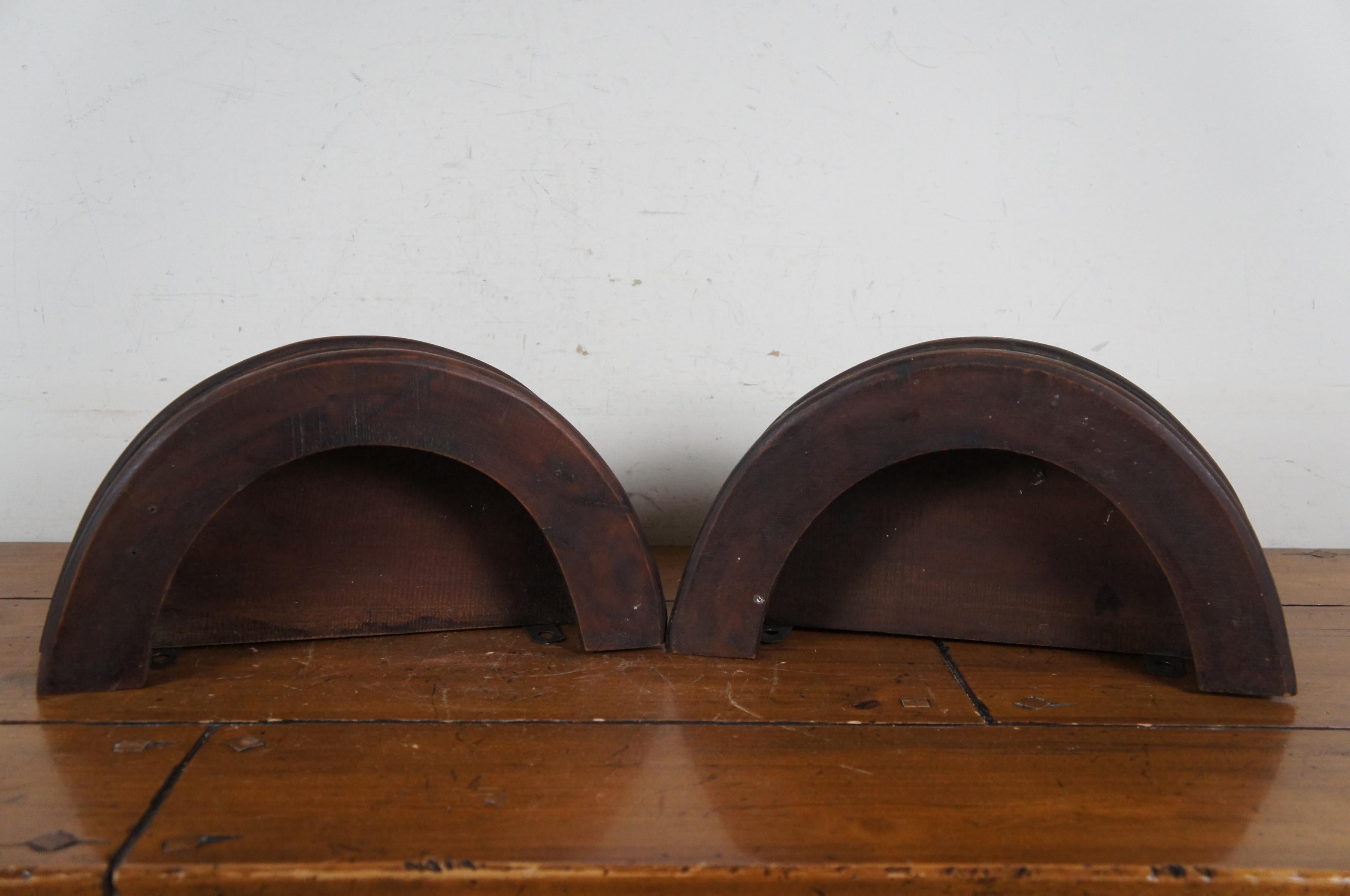 2 Ménsulas de Pared Antiguas con Rosa de Caoba Demilune Estantes para Apliques de Galería 14 1