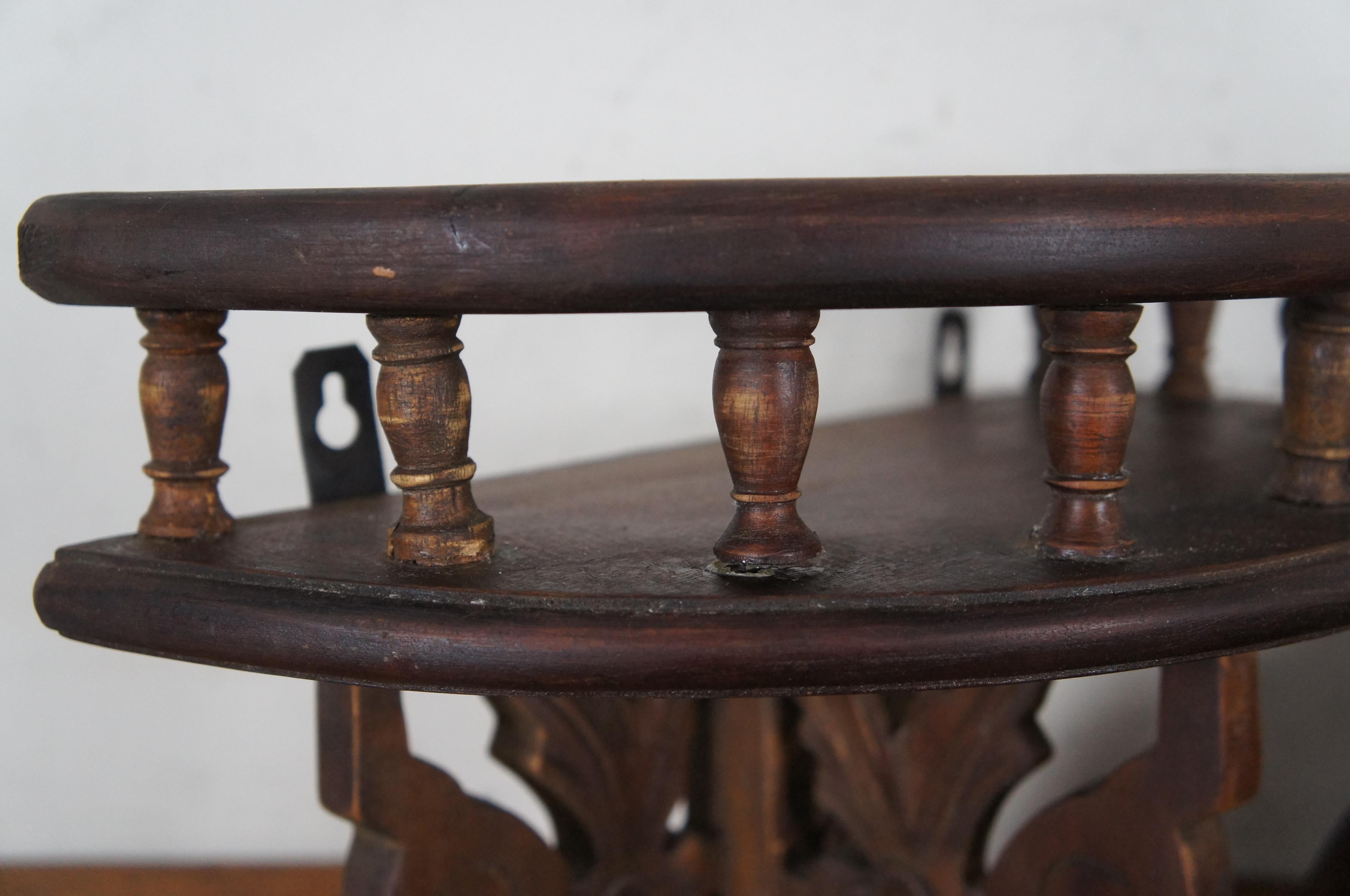 2 Ménsulas de Pared Antiguas con Rosa de Caoba Demilune Estantes para Apliques de Galería 14 4