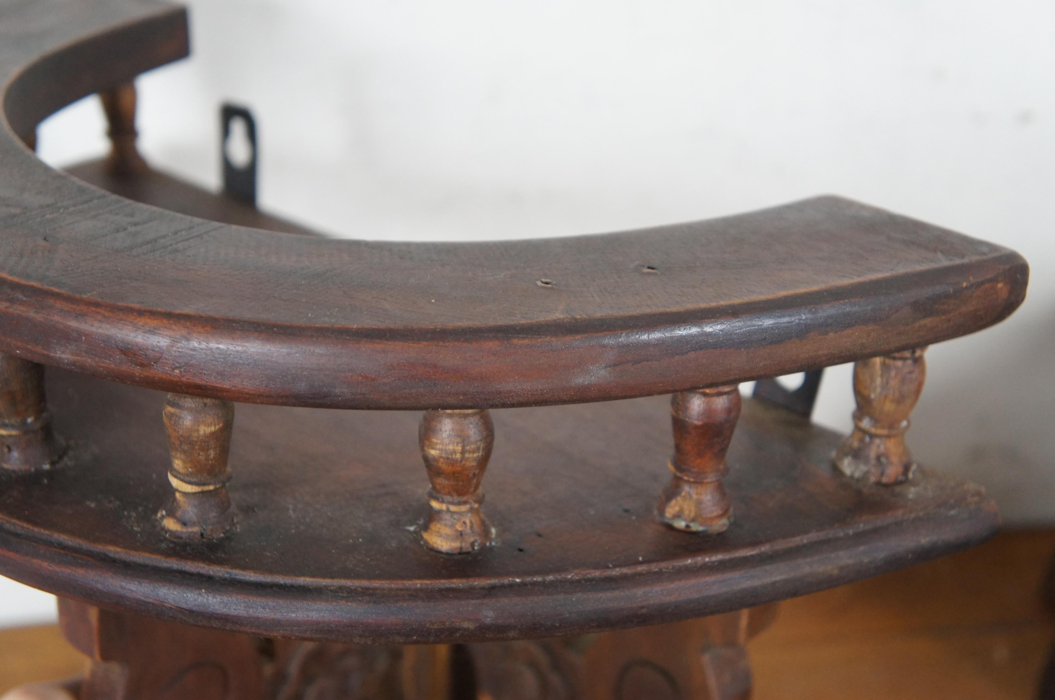 2 Ménsulas de Pared Antiguas con Rosa de Caoba Demilune Estantes para Apliques de Galería 14 5