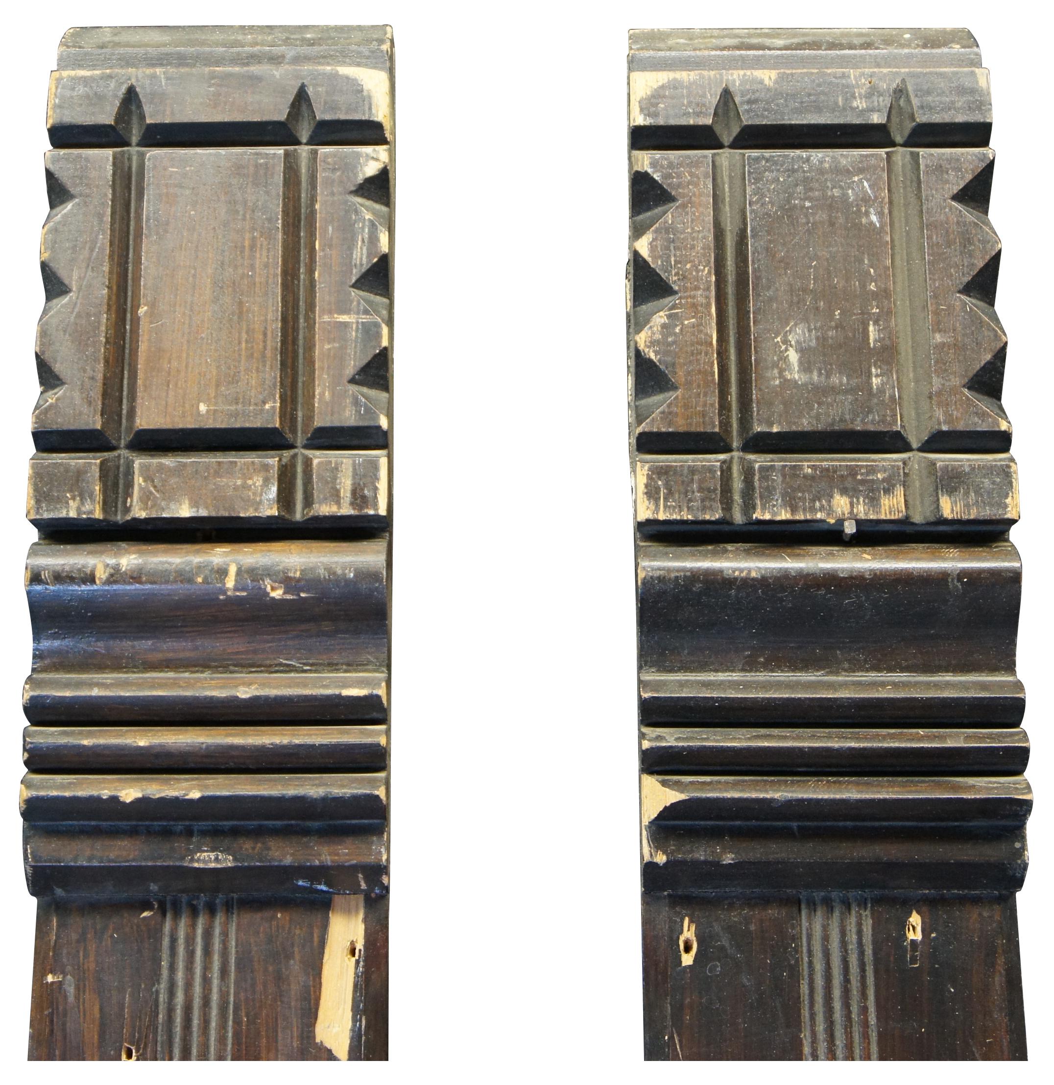 2 Antique Eastlake Victorian Architectural Salvage Molding Panels Column Pillar For Sale