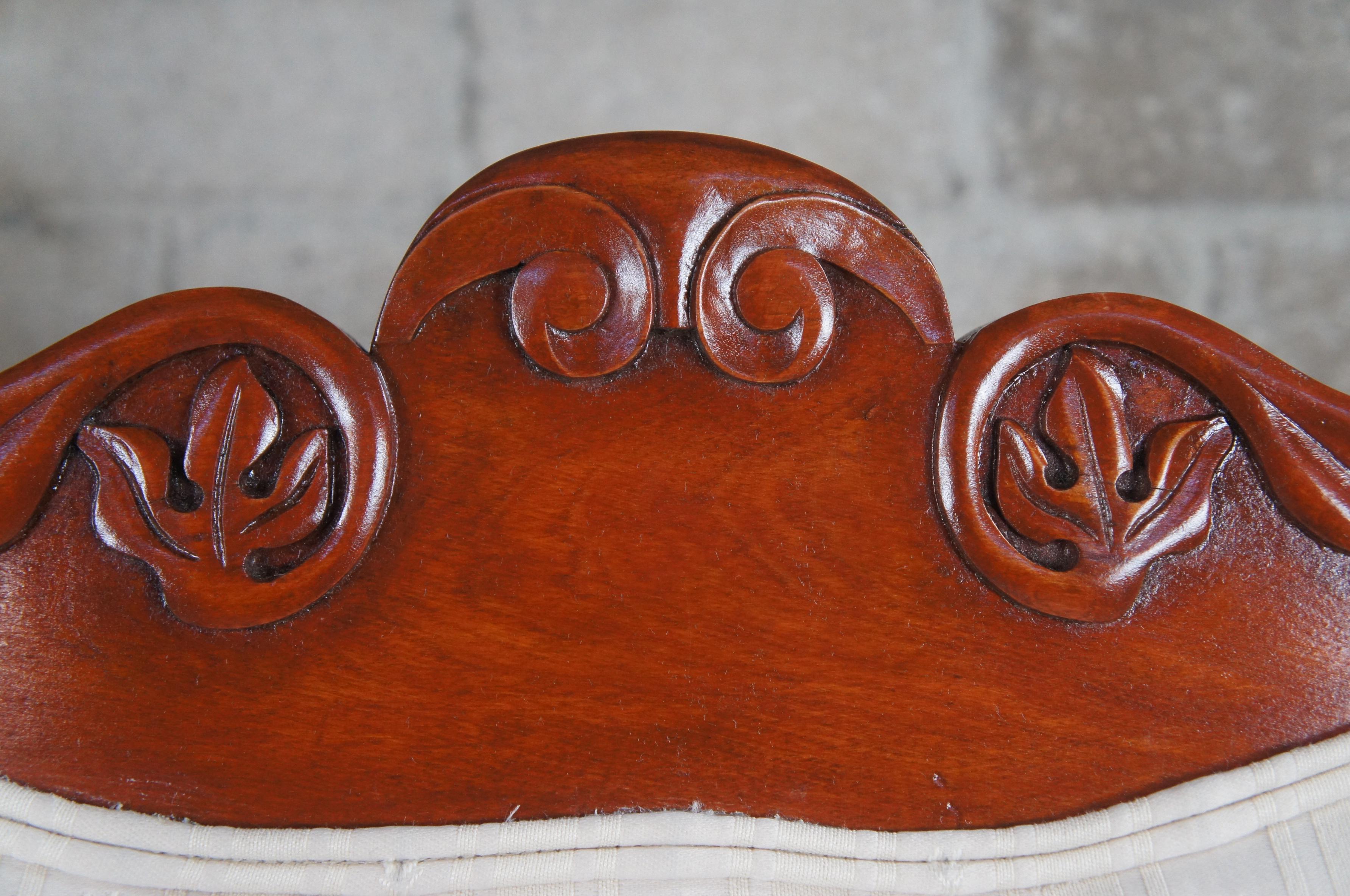2 Antique Edwardian Carved Mahogany Parlor Balloon Back Dining Side Chairs Pair For Sale 1
