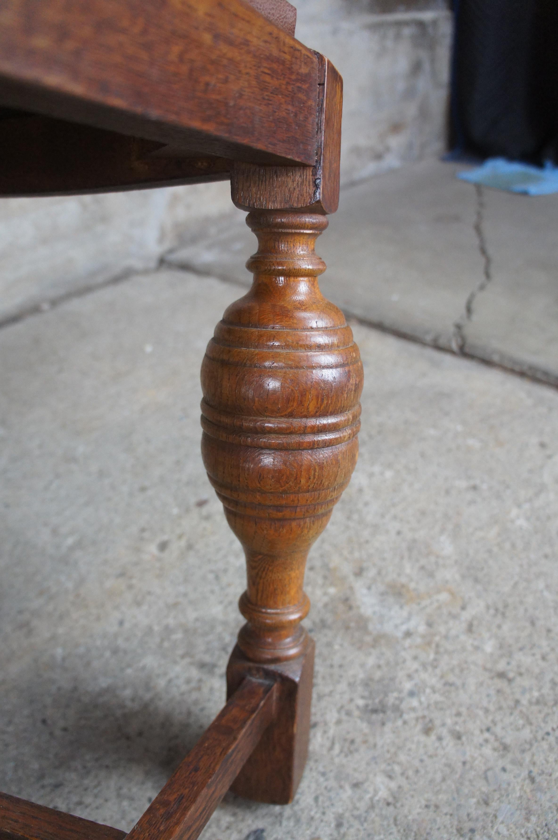 2 Antique Jacob Summer & Sons Elizabethan Jacobean English Oak Dining Chairs For Sale 4