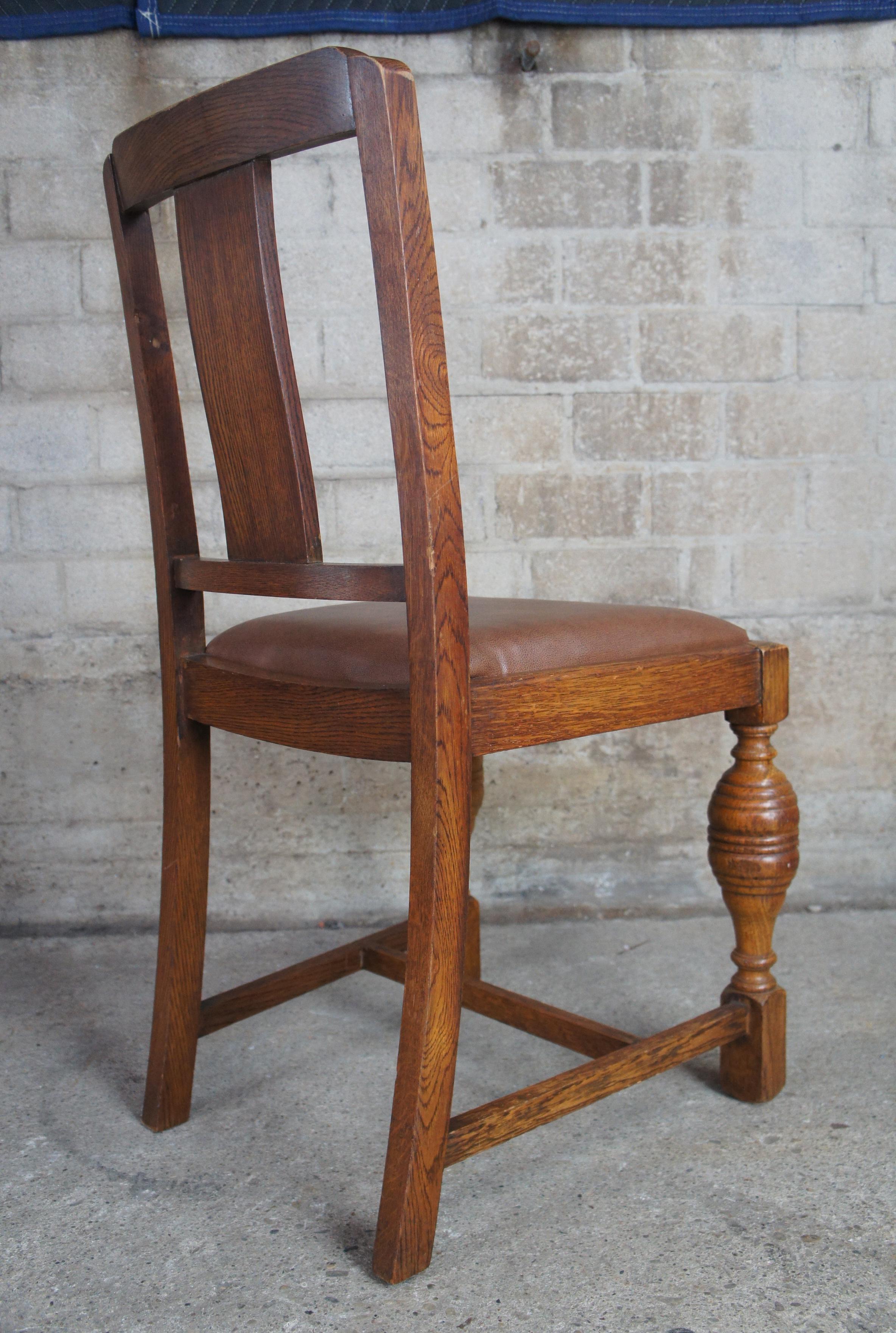 20th Century 2 Antique Jacob Summer & Sons Elizabethan Jacobean English Oak Dining Chairs For Sale