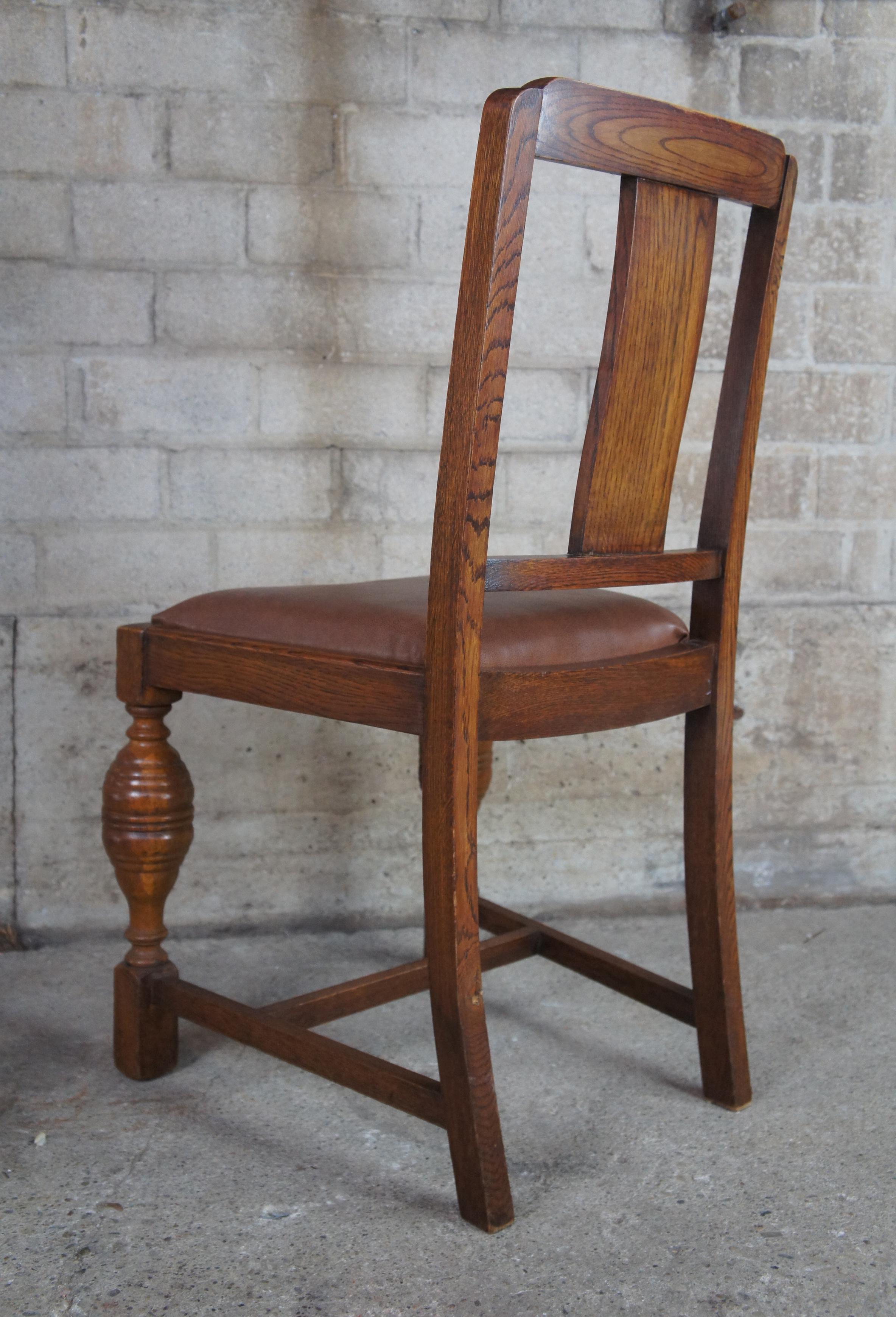 2 Antique Jacob Summer & Sons Elizabethan Jacobean English Oak Dining Chairs For Sale 1