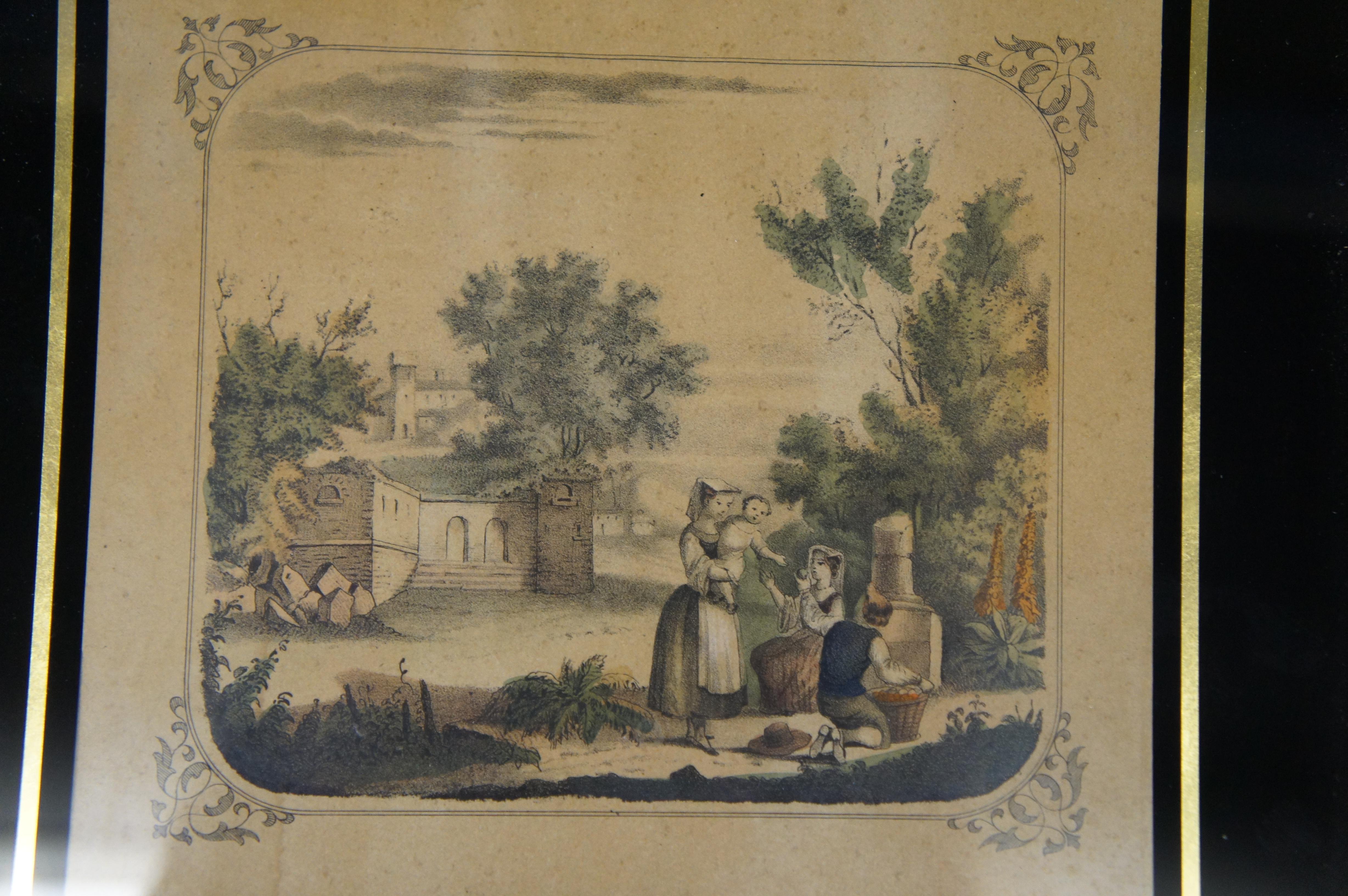 2 antiche stampe all'acquaforte di acero inglese Coloni 9