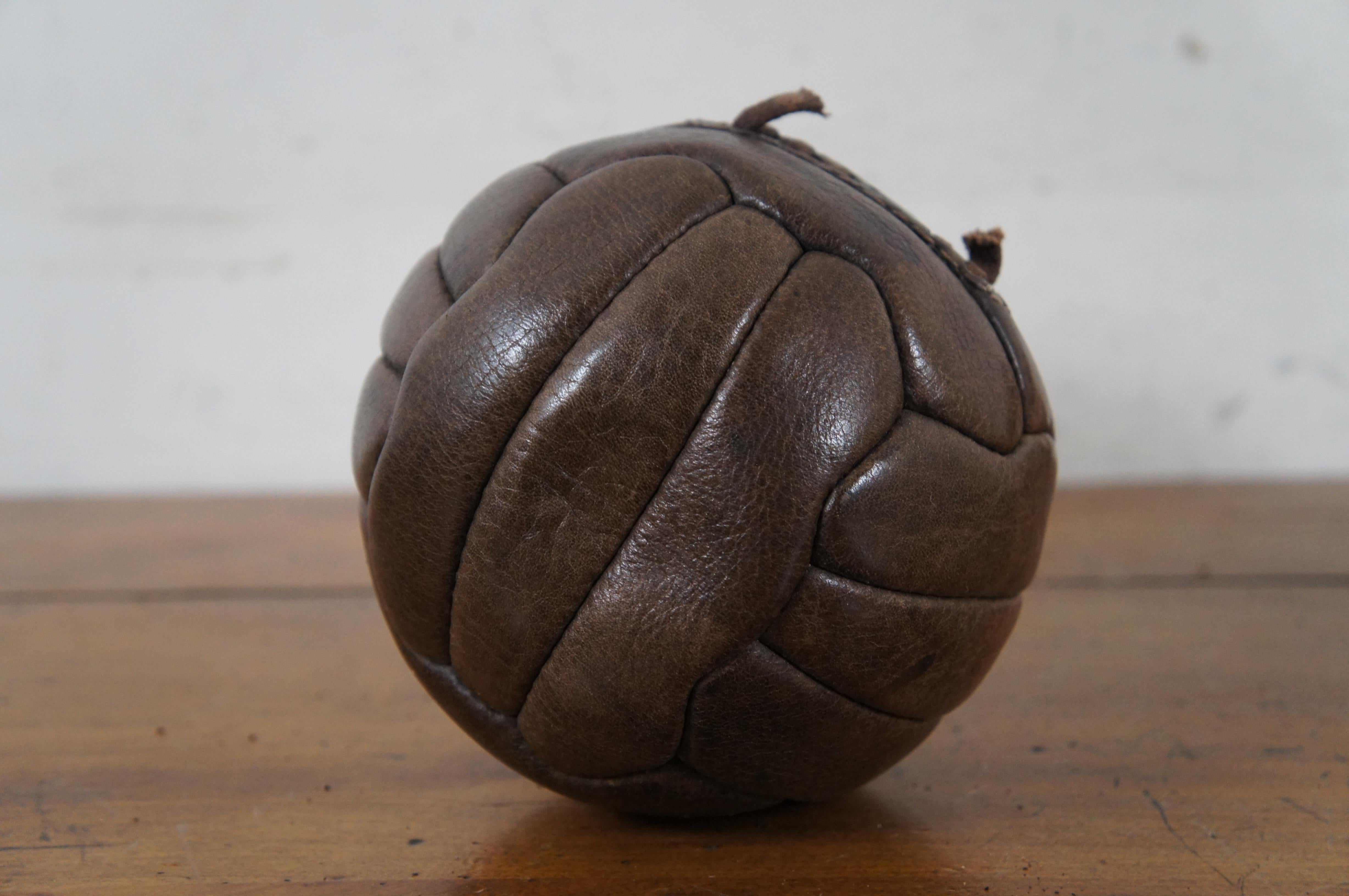 2 Antique English Mark Cross Leather Footballs Futbols Soccer Balls 6