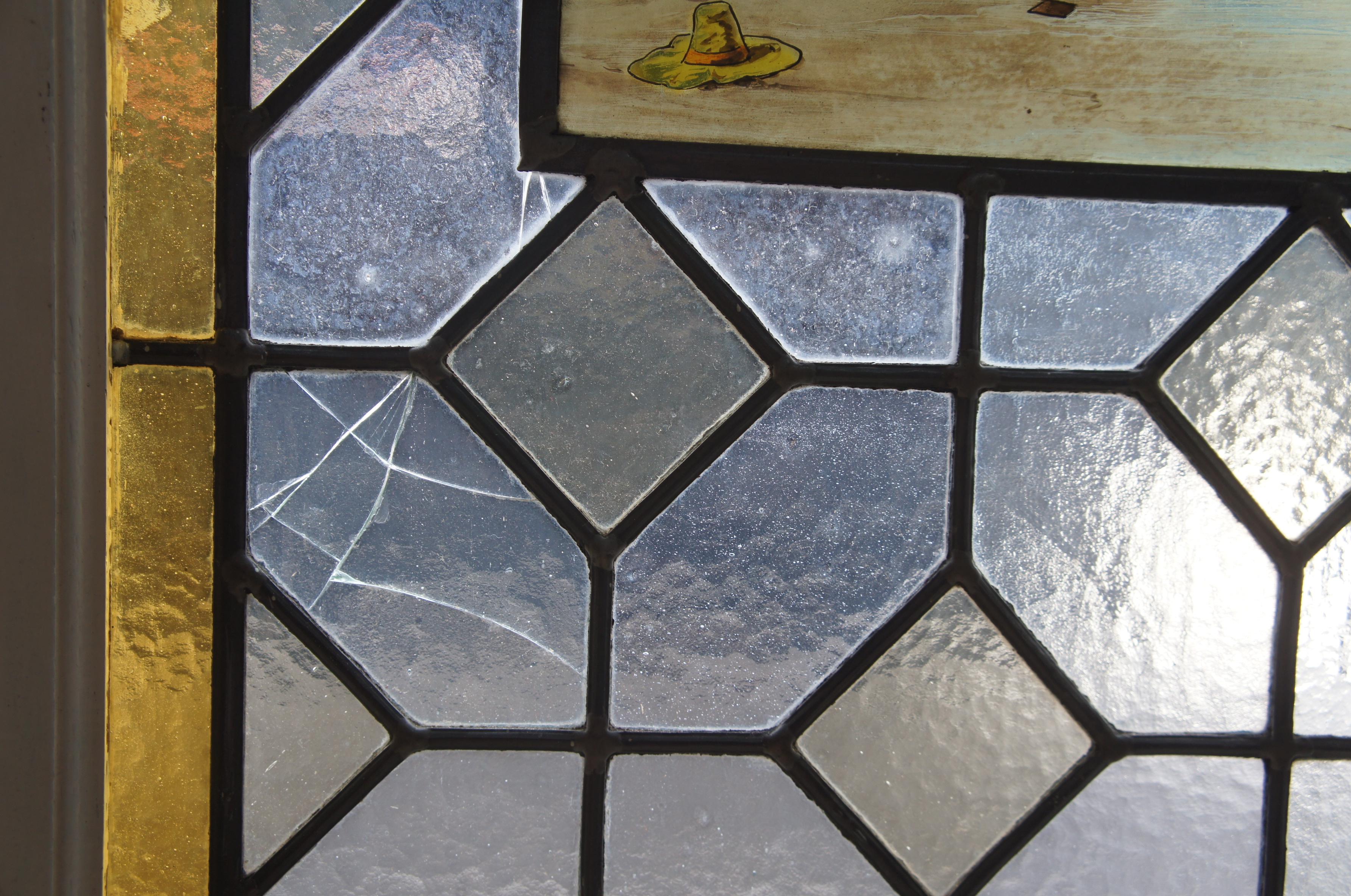 2 Antique European Leaded Stained Glass Diamond Window Panels Sidelight 73