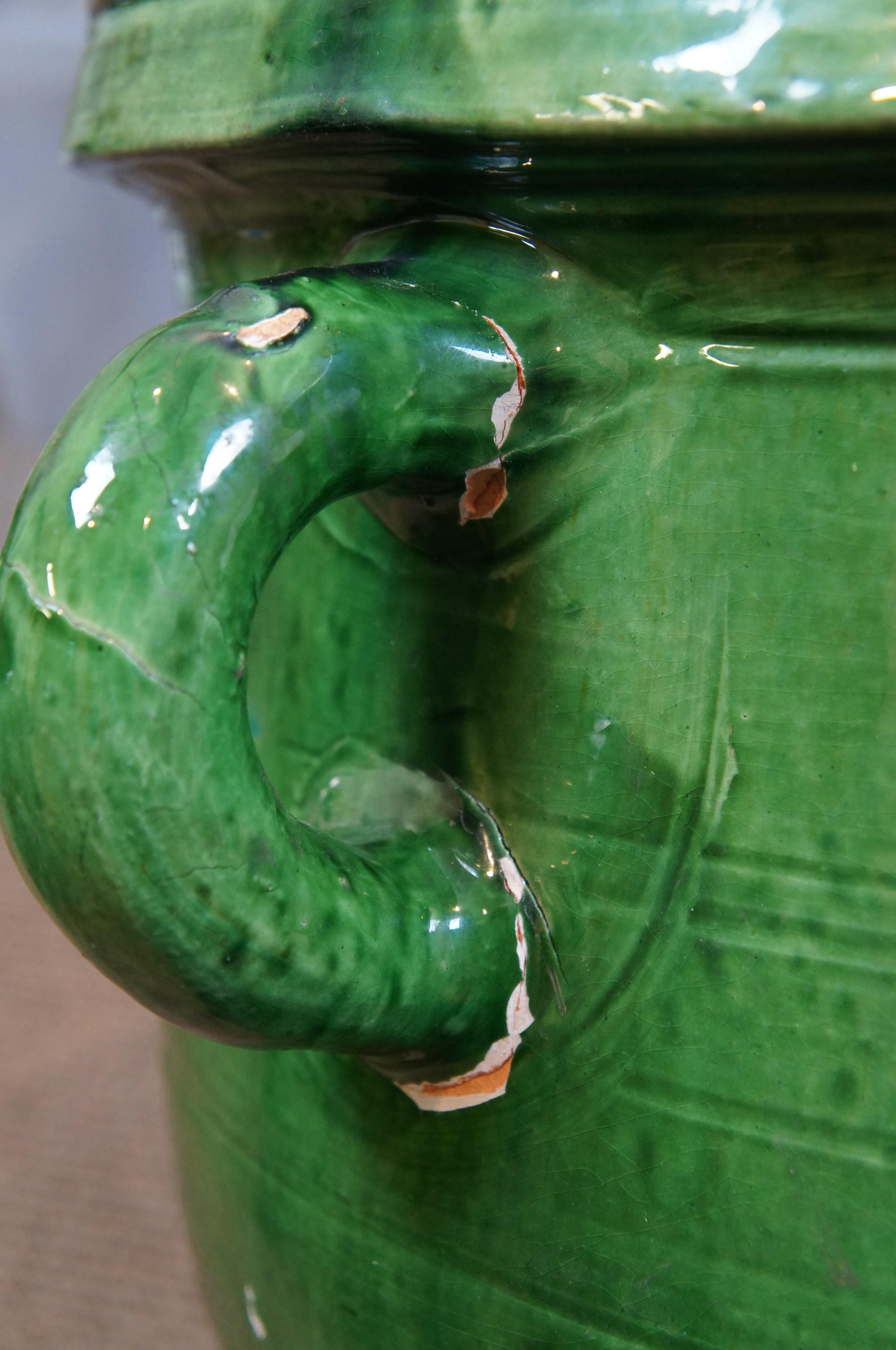 French Anduze Castelnaudary Glazed Terracotta Garden Planter Urn In Fair Condition In Dayton, OH