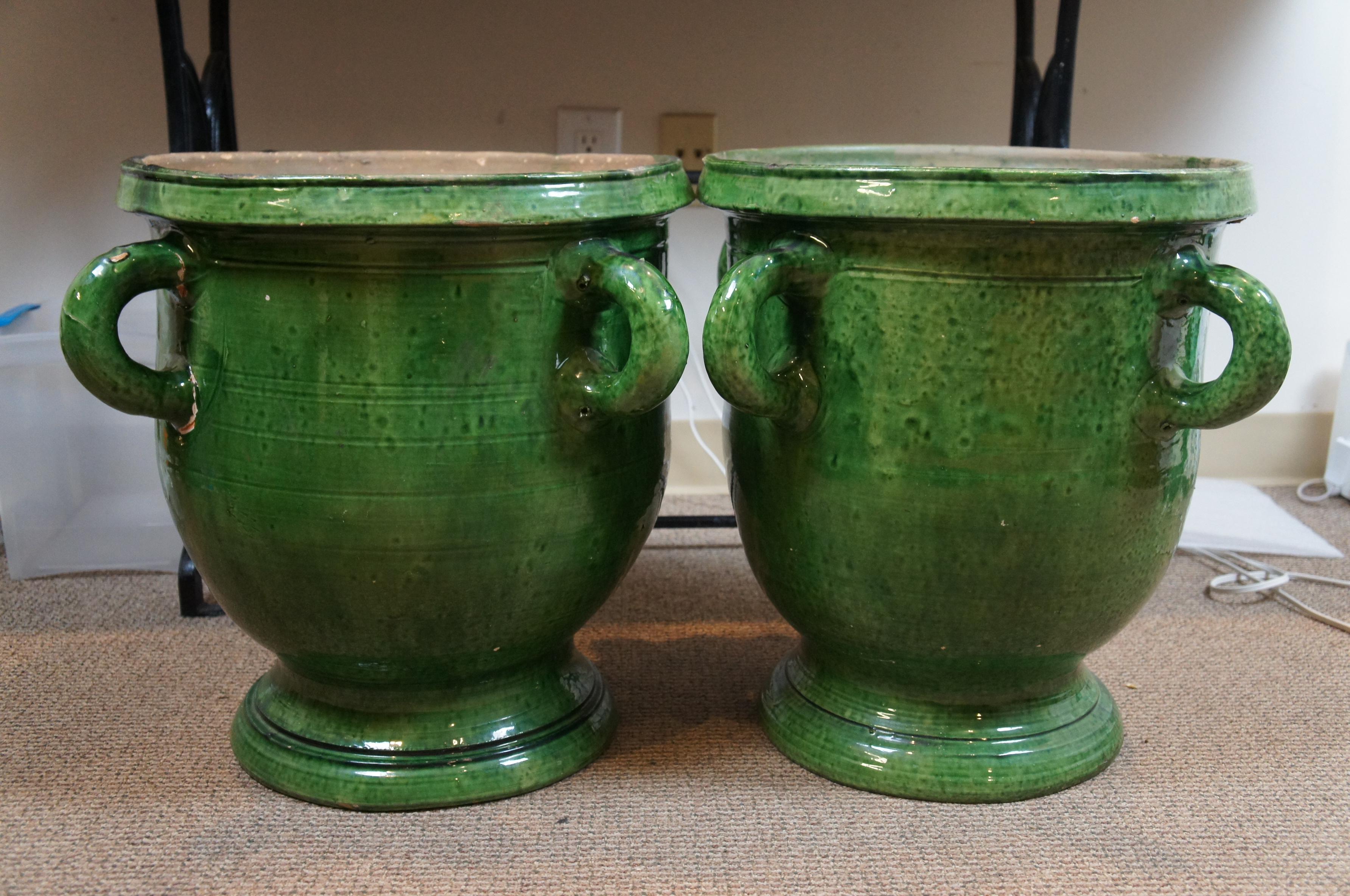 Ceramic French Anduze Castelnaudary Glazed Terracotta Garden Planter Urn