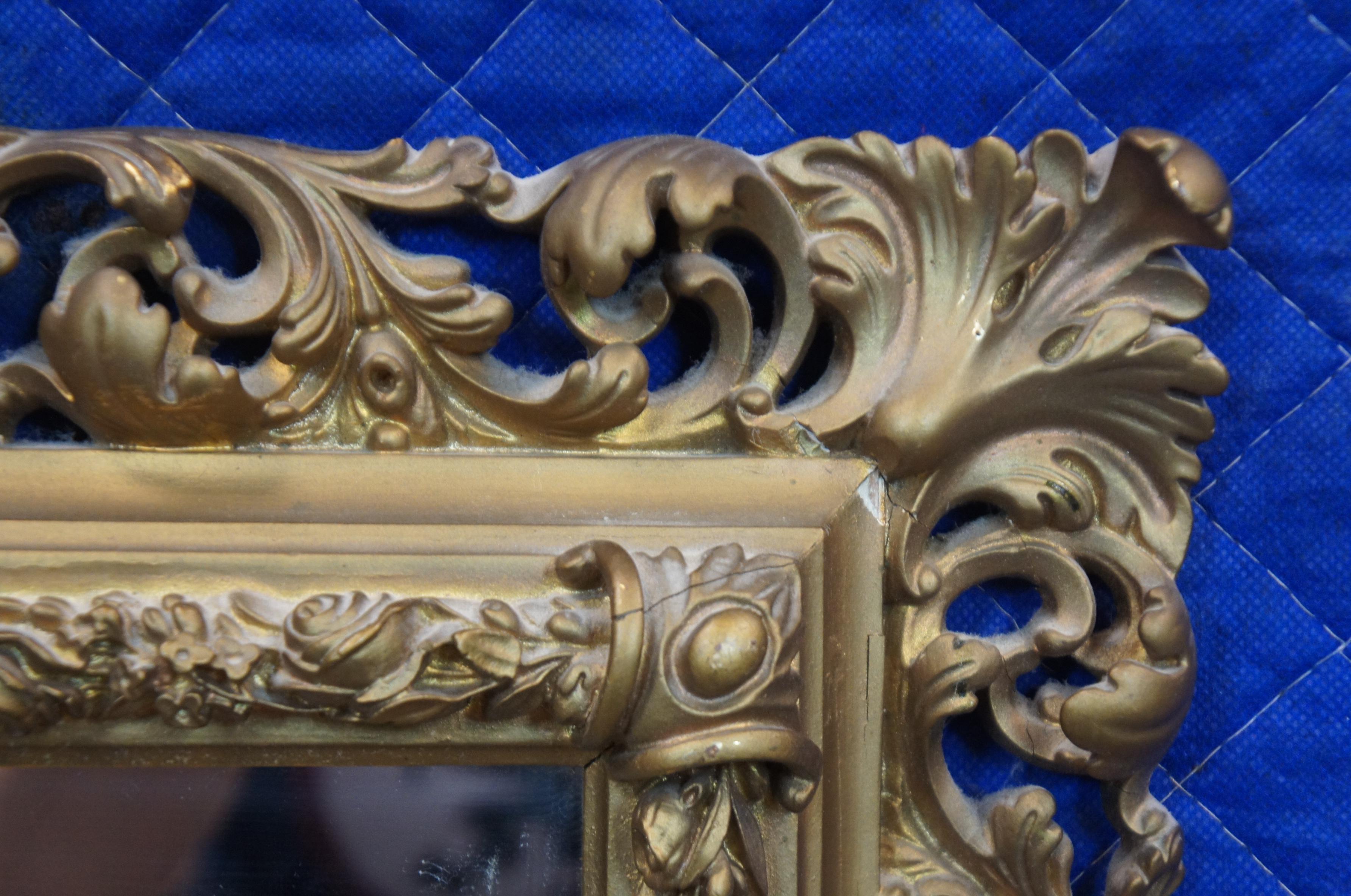 2 miroirs baroques français anciens de style rococo, dorés à l'or et percés de feuilles florales en vente 5