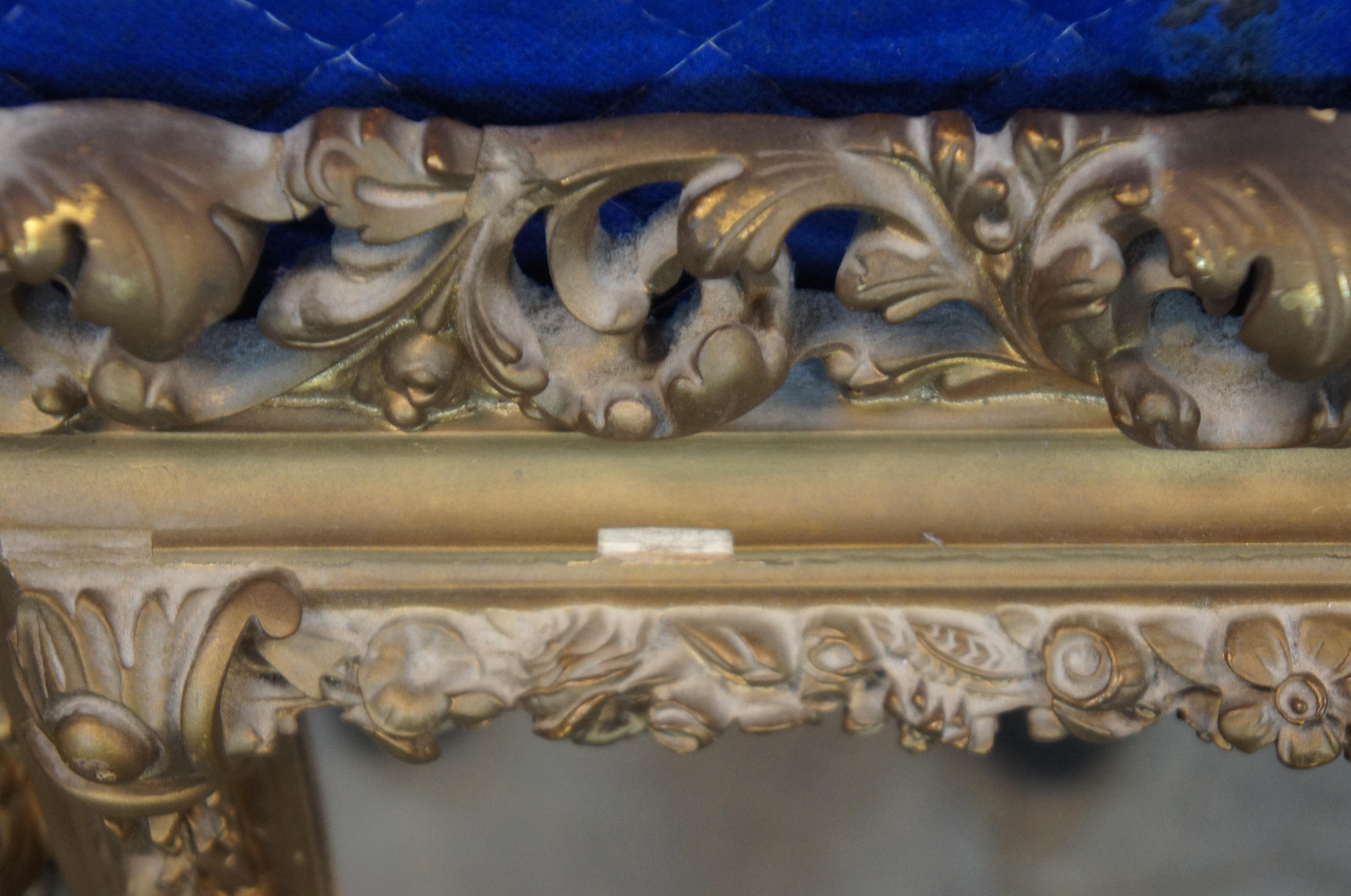 20th Century 2 Antique French Baroque Rococo Gold Gilt Mirrors Pierced Floral Leaves For Sale