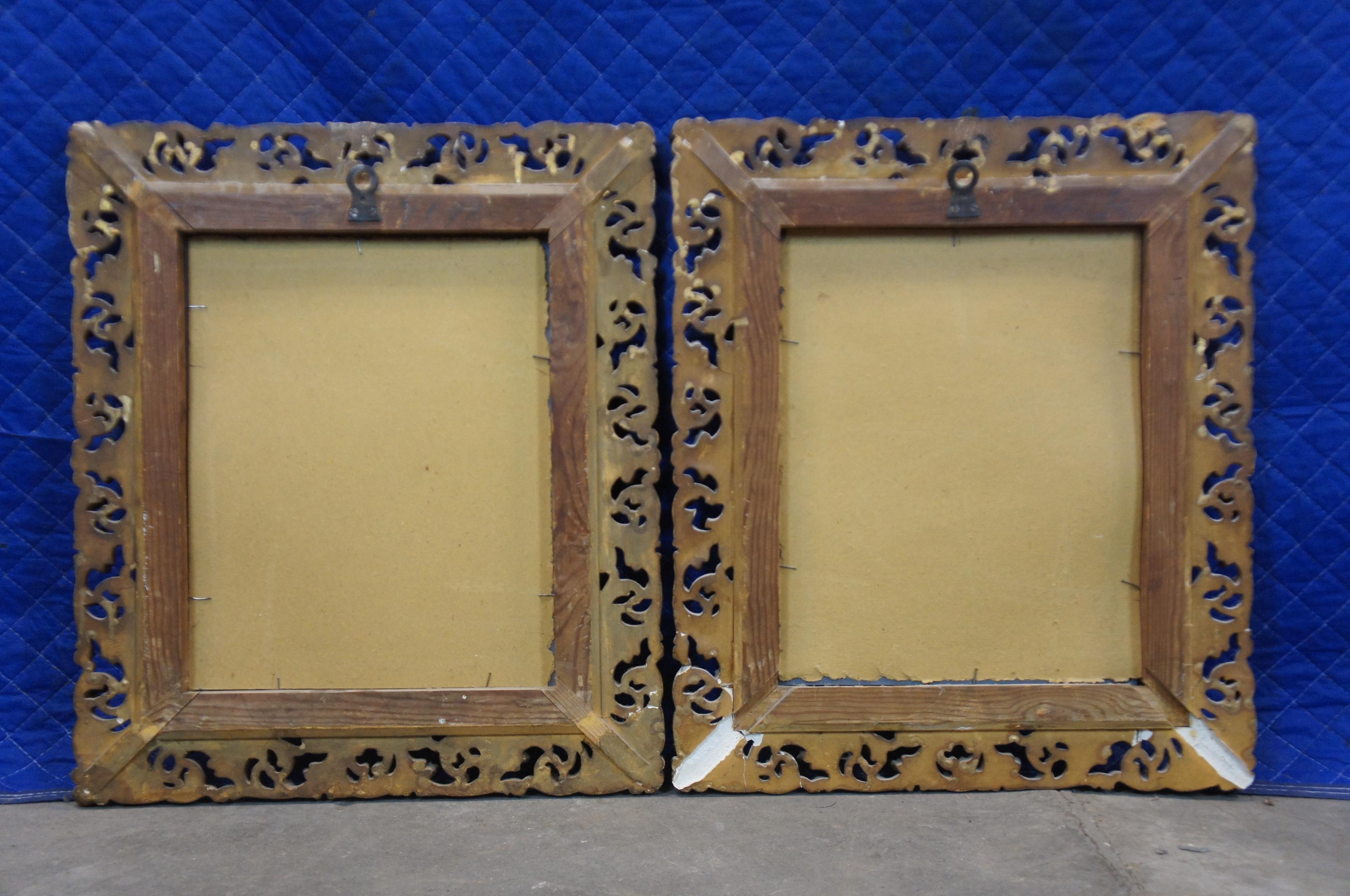 2 miroirs baroques français anciens de style rococo, dorés à l'or et percés de feuilles florales en vente 1