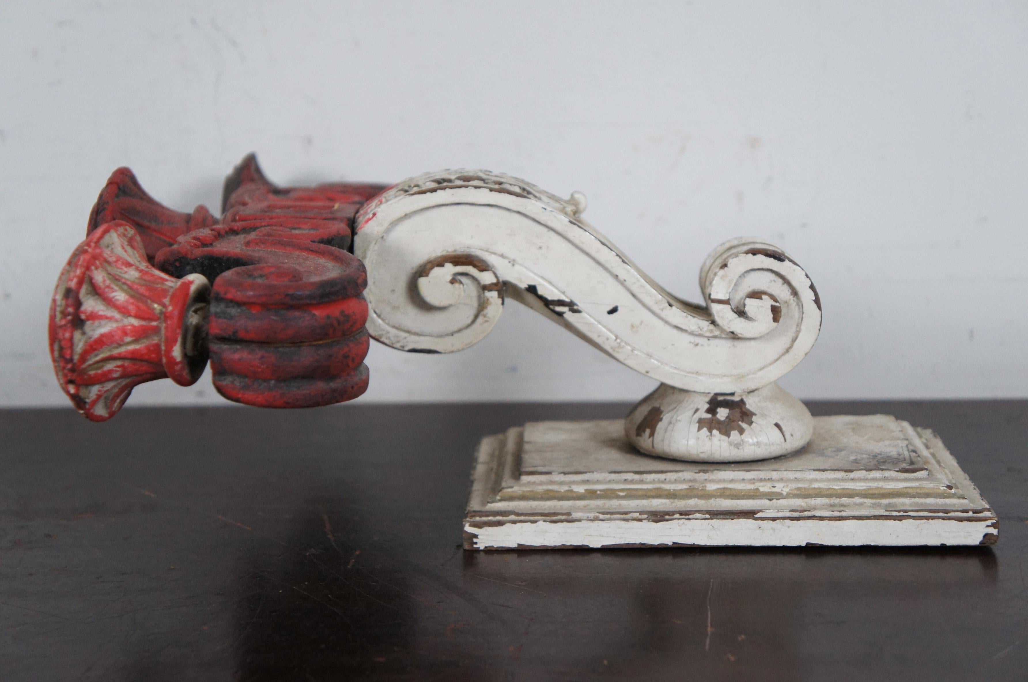 2 Antique French Carved Wood Acanthus Wall Sconce Candelabra Candle Light Pair 2