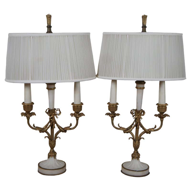 Pair of Antique French Blue Opaline and Gilt Bronze Lamps For Sale at ...