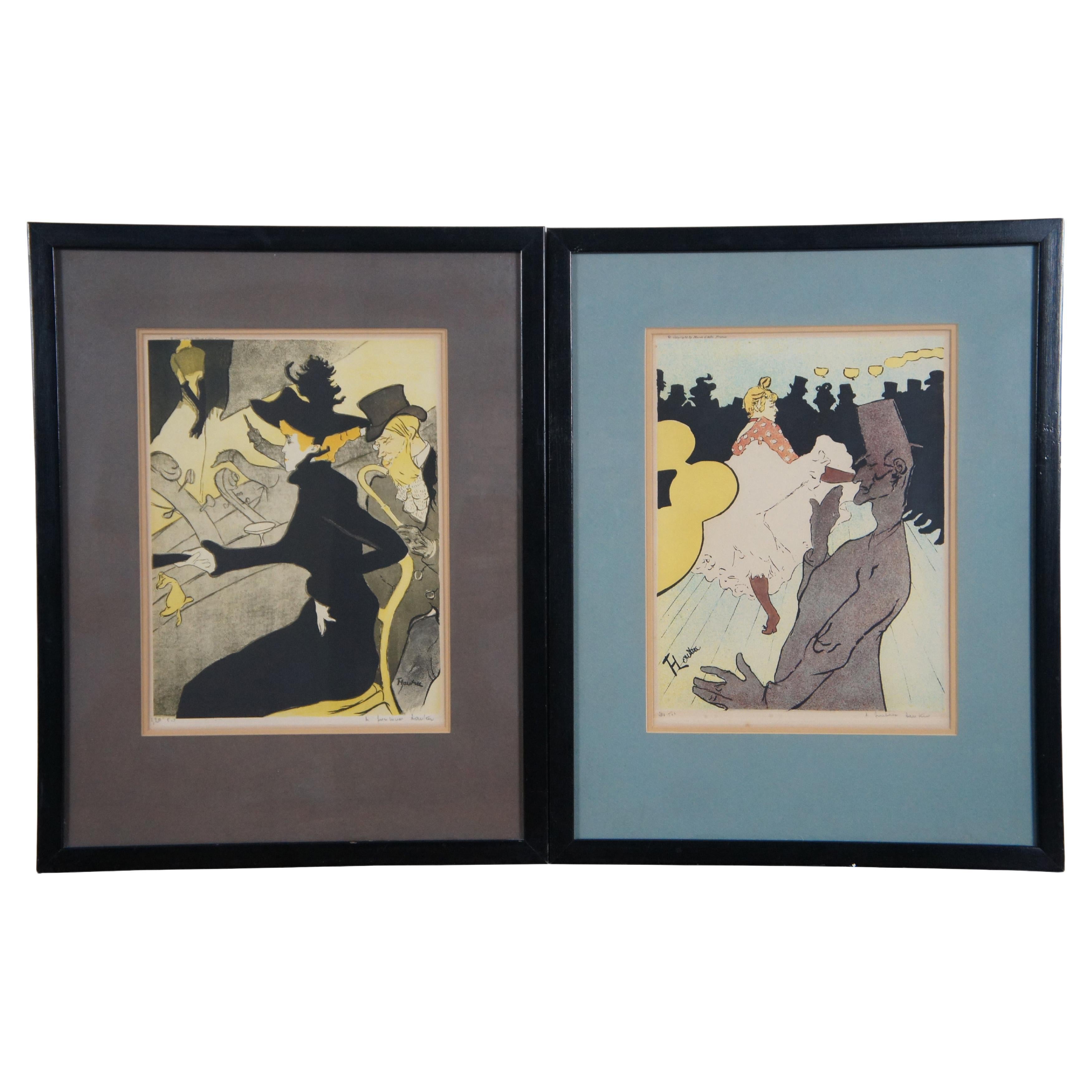 2 Antique French Toulouse Lautrec Lithograph Prints Divan Japonais Moulin Rouge  For Sale