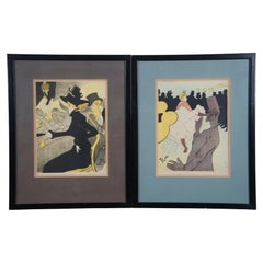 2 Antique French Toulouse Lautrec Lithograph Prints Divan Japonais Moulin Rouge 