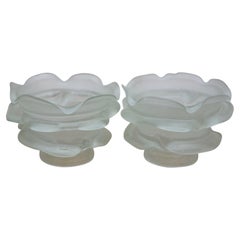 2 Antique Frosted Satin Glass Rose Flower Chandelier Lamp Shades 4"