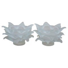 2 Antique Frosted Satin Glass Rose Flower Chandelier Lamp Shades 6"