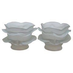2 Antique Frosted Satin Glass Rose Flower Petal Chandelier Lamp Shades 4"