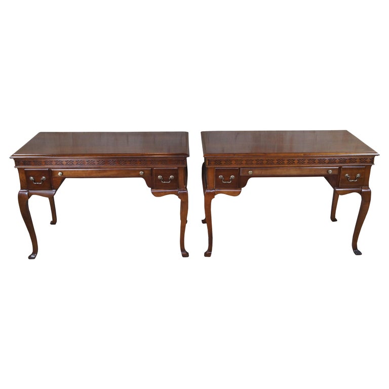 2 Antique Queen Anne Cherry Library Writing Desks Dressing