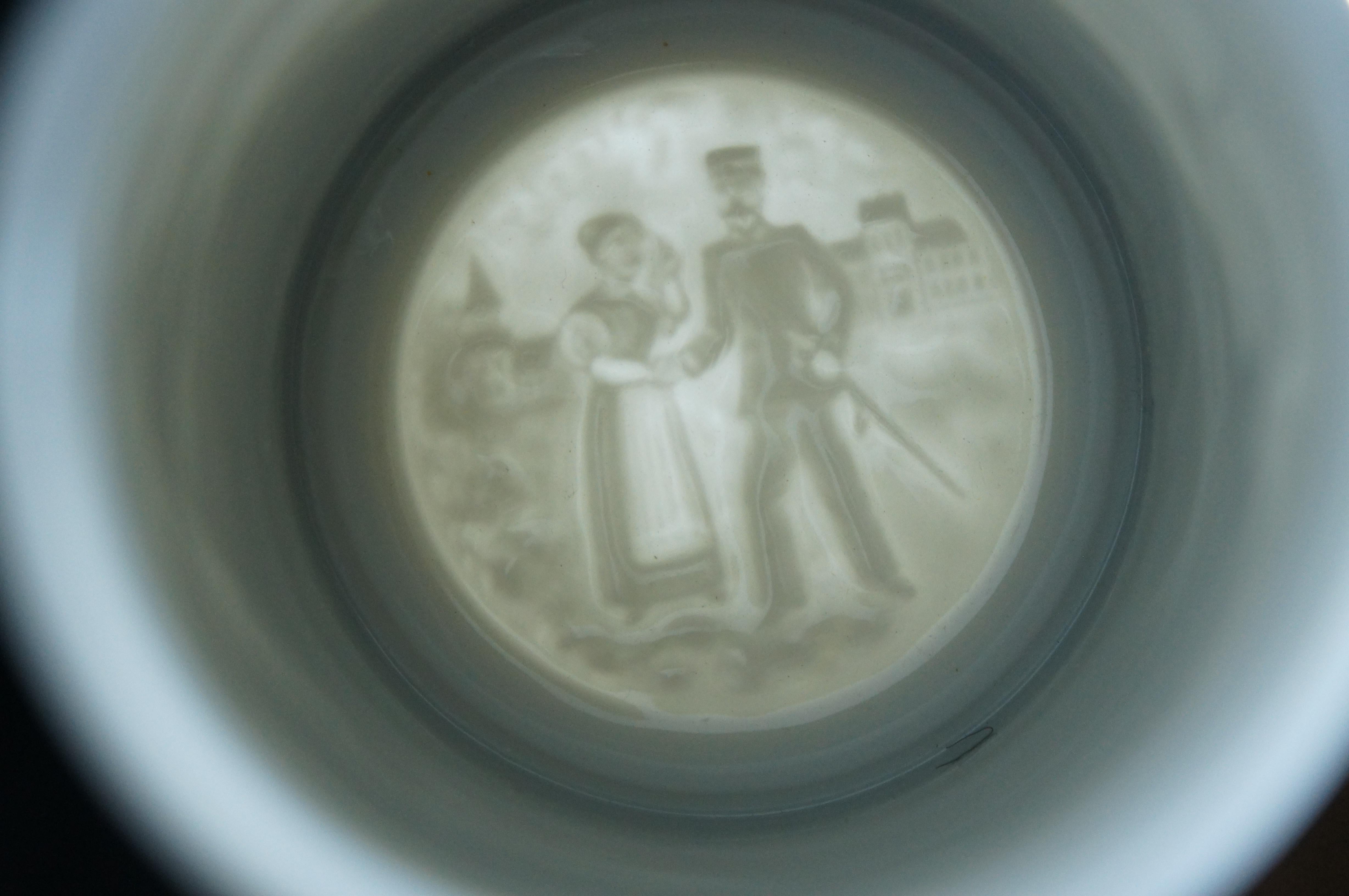 2 Antique German Cavalry Regimental & Reservist Lithopane Porcelain Beer Steins 4