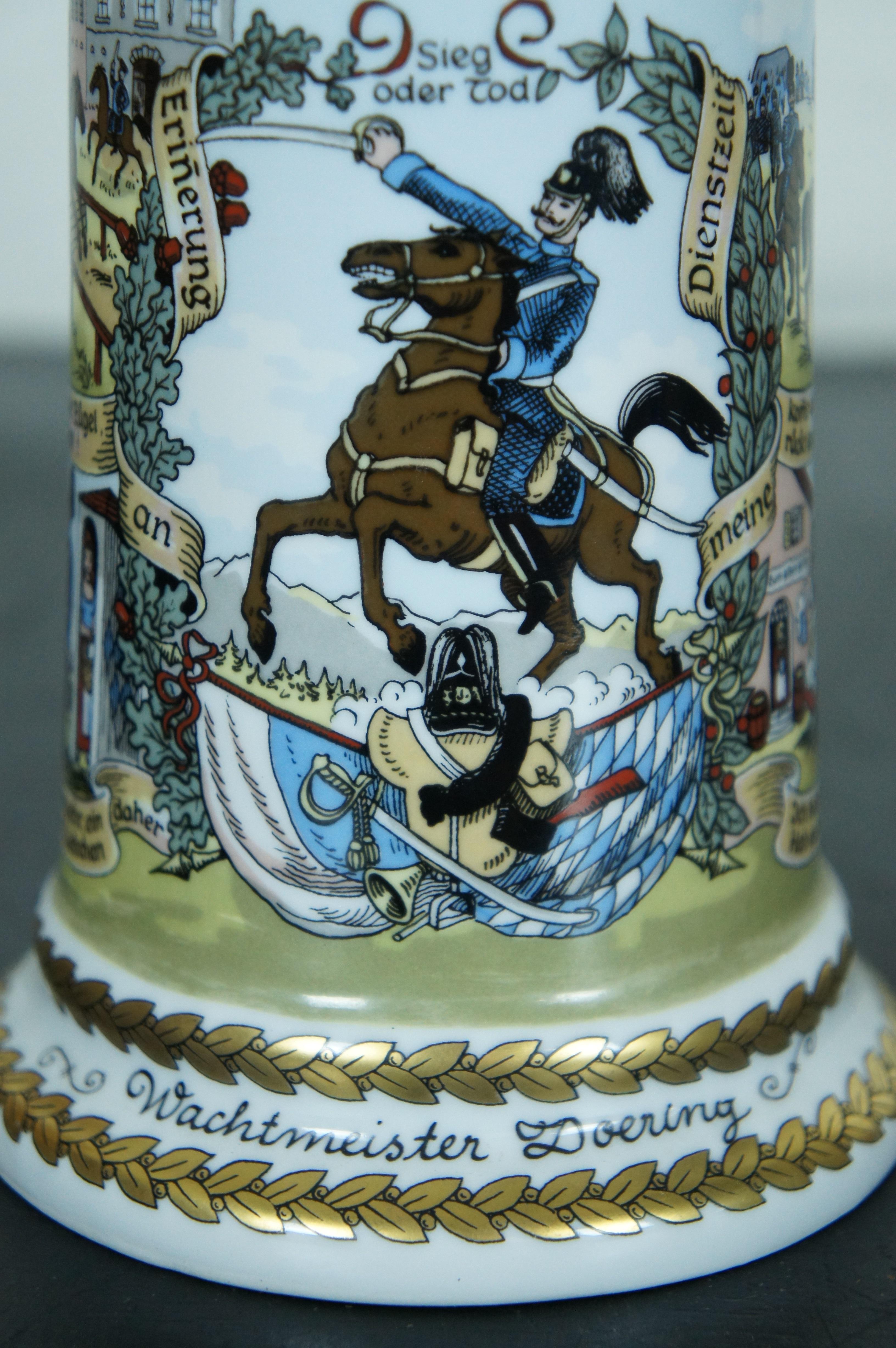 2 Antique German Cavalry Regimental & Reservist Lithopane Porcelain Beer Steins 6