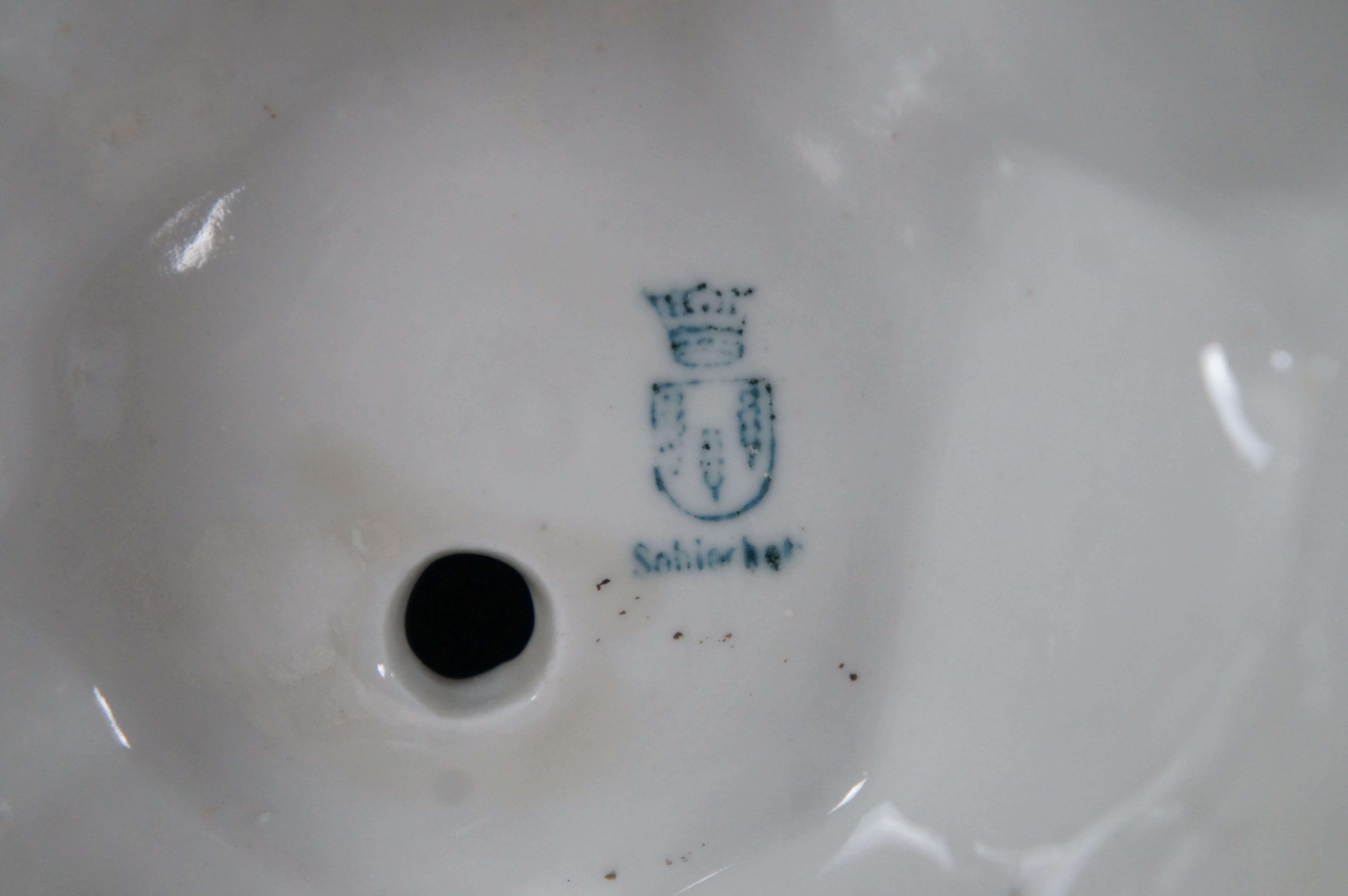 2 antike deutsche Von Schierholz Dresden Porcelain Kerzenständer Kandelaber 20