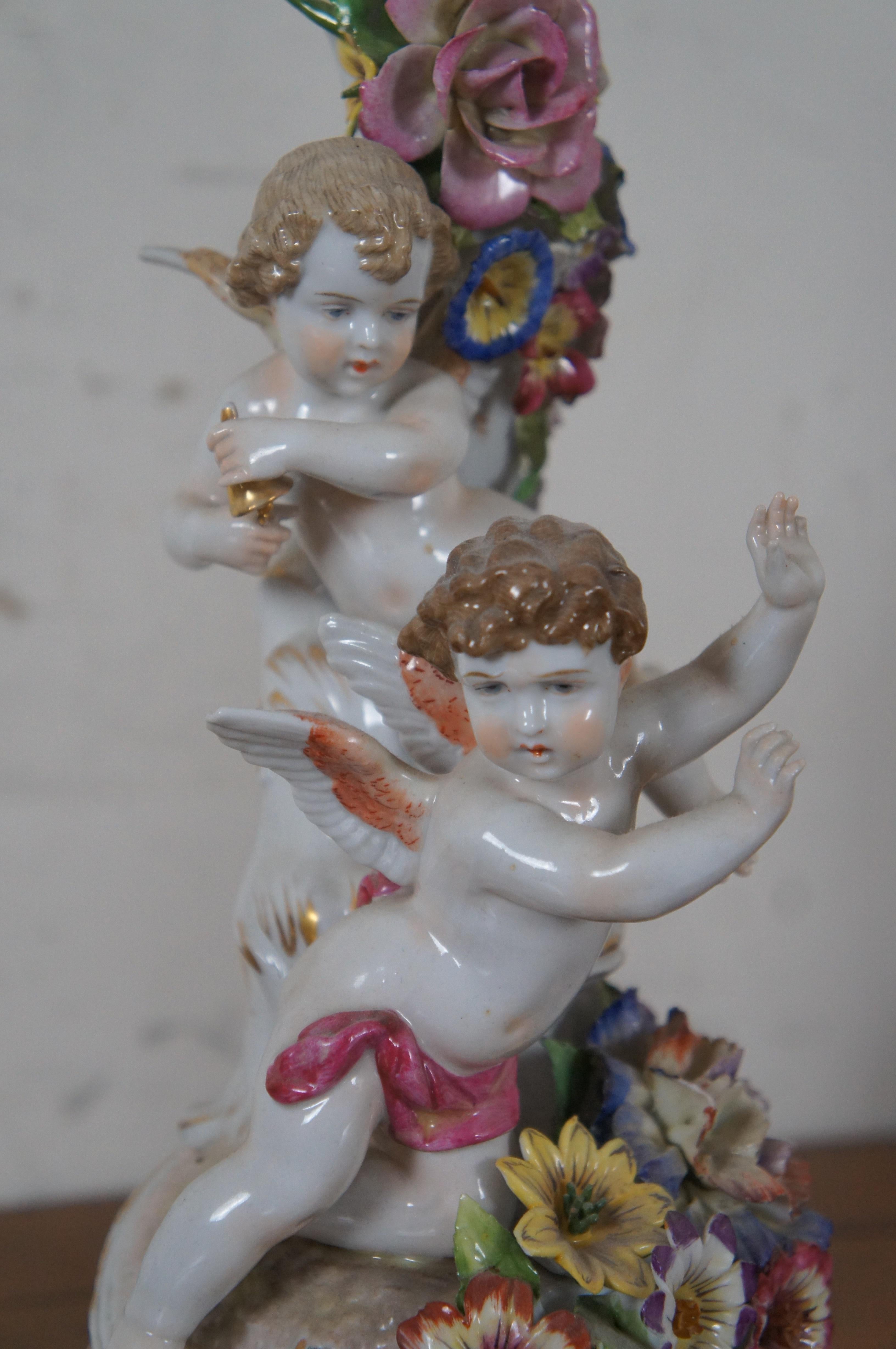 2 antike deutsche Von Schierholz Dresden Porcelain Kerzenständer Kandelaber 20