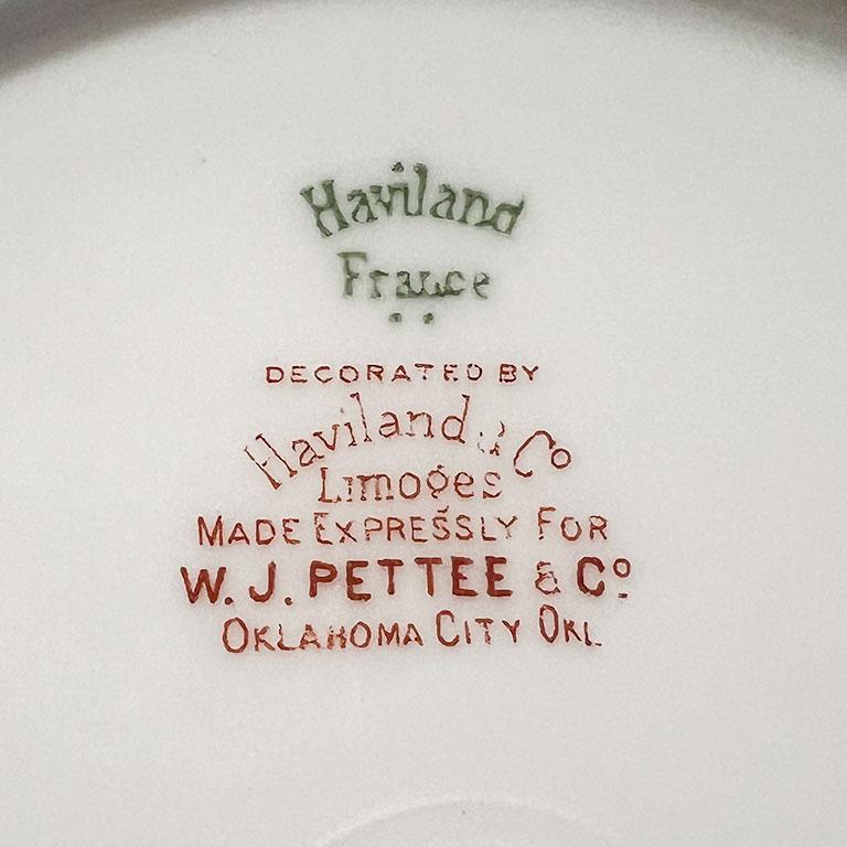 2 antike Haviland Limoges Brot- oder Salatteller für W.J. Pettee & Co. Oklahoma im Zustand „Gut“ im Angebot in Oklahoma City, OK