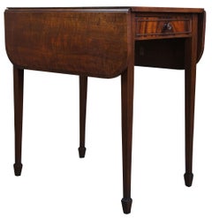 2 Antique Imperial Flame Mahogany Sheraton Drop Leaf Side Accent End Tables