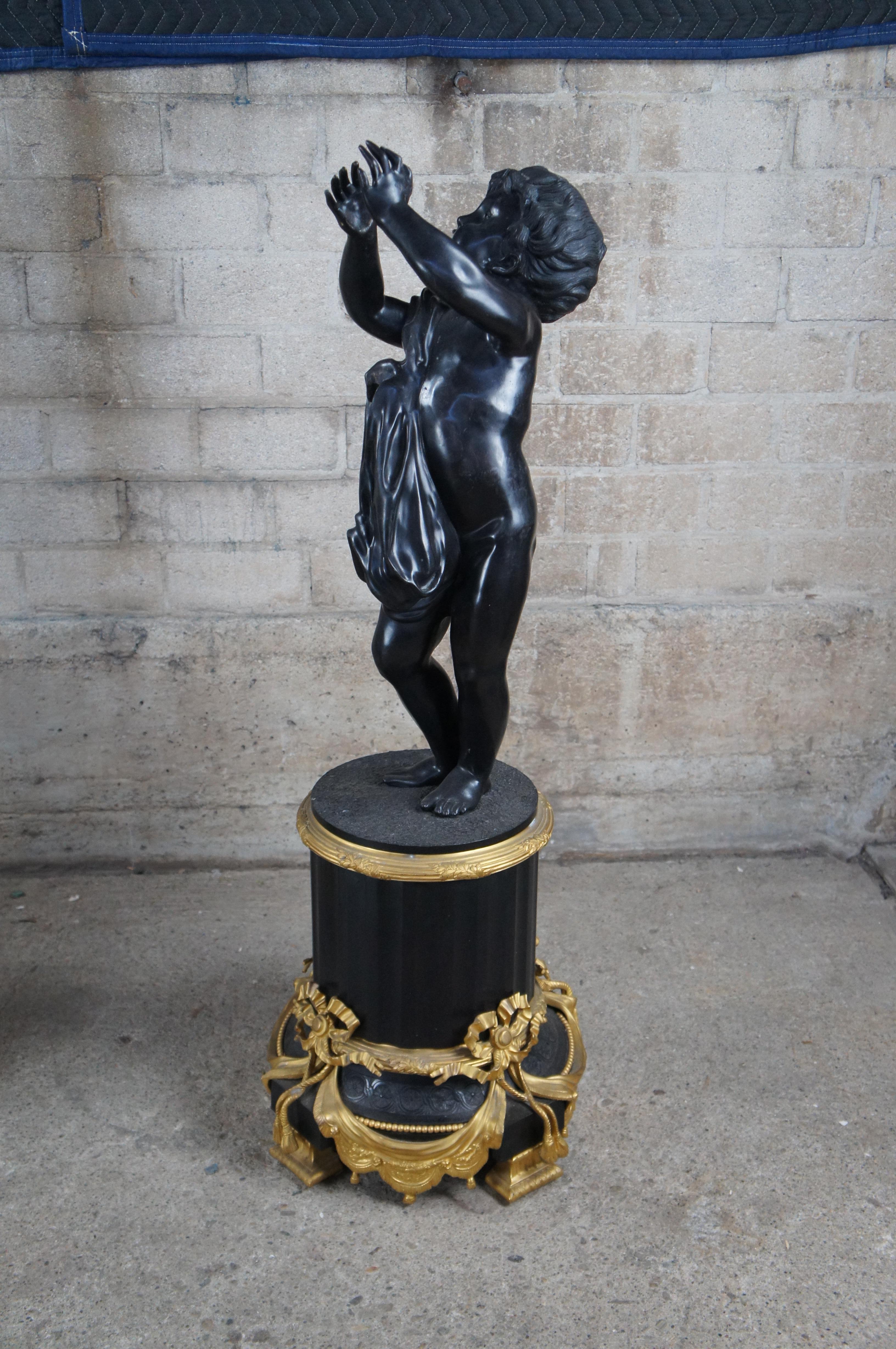XX secolo 2 Sculture di cherubini in bronzo Luigi XV Neoclassico Italiano Statue 45