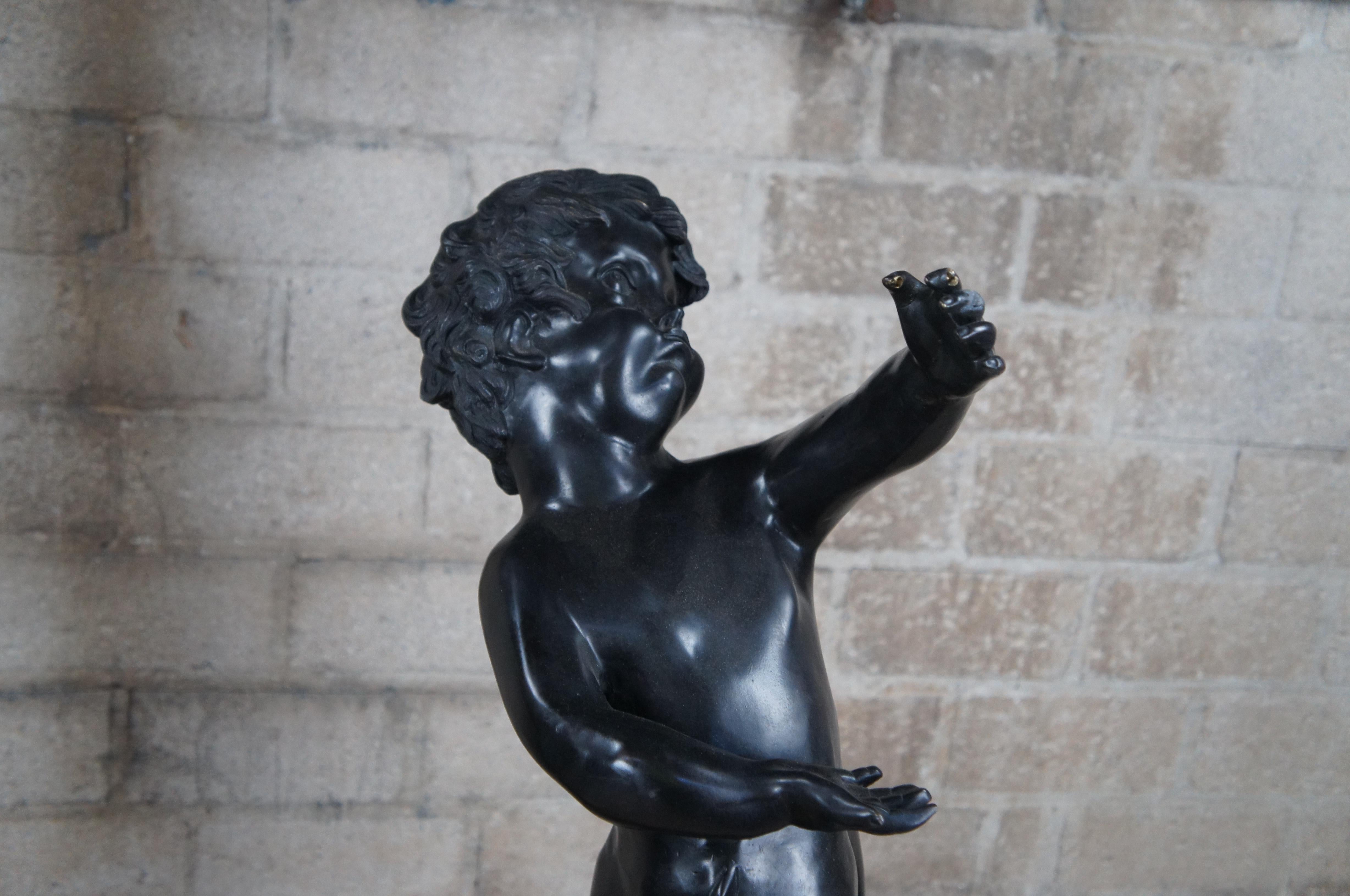 2 Antique Italian Neoclassical Louis XV Bronze Cherub Sculptures Statues 45