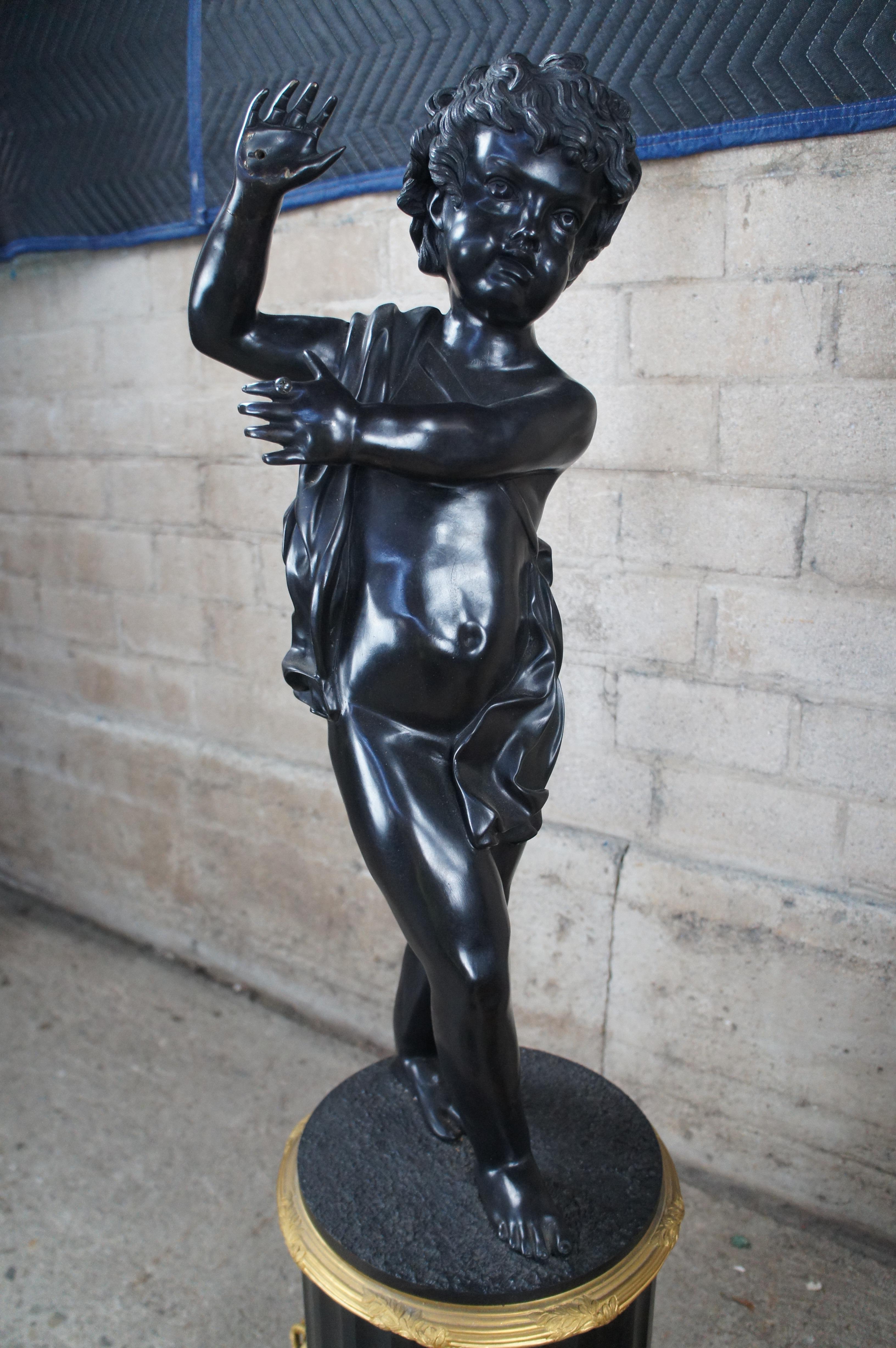 2 Antique Italian Neoclassical Louis XV Bronze Cherub Sculptures Statues 45