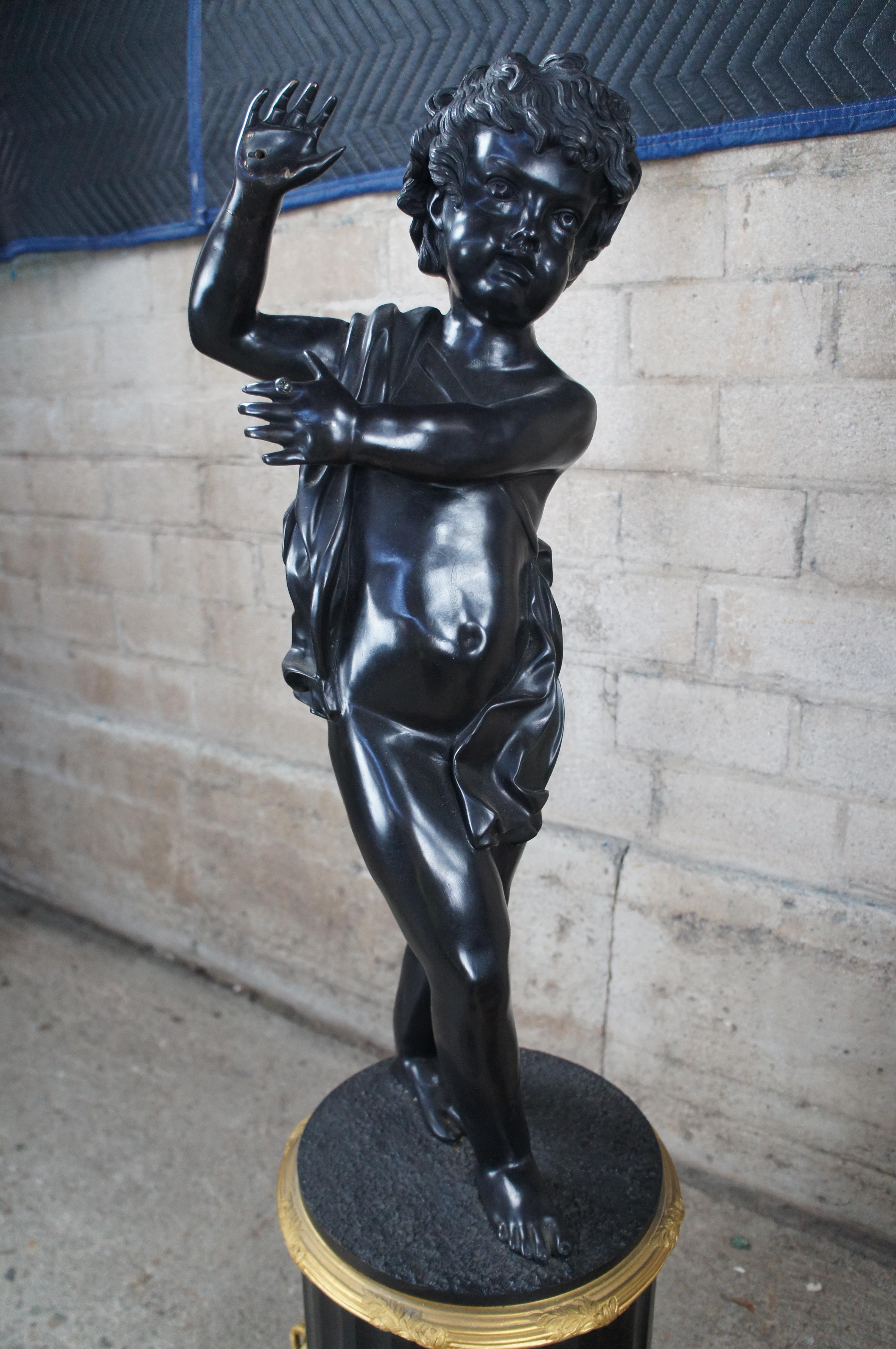 2  Italian Neoclassical Louis XV Bronze Cherub Sculptures Statues 45
