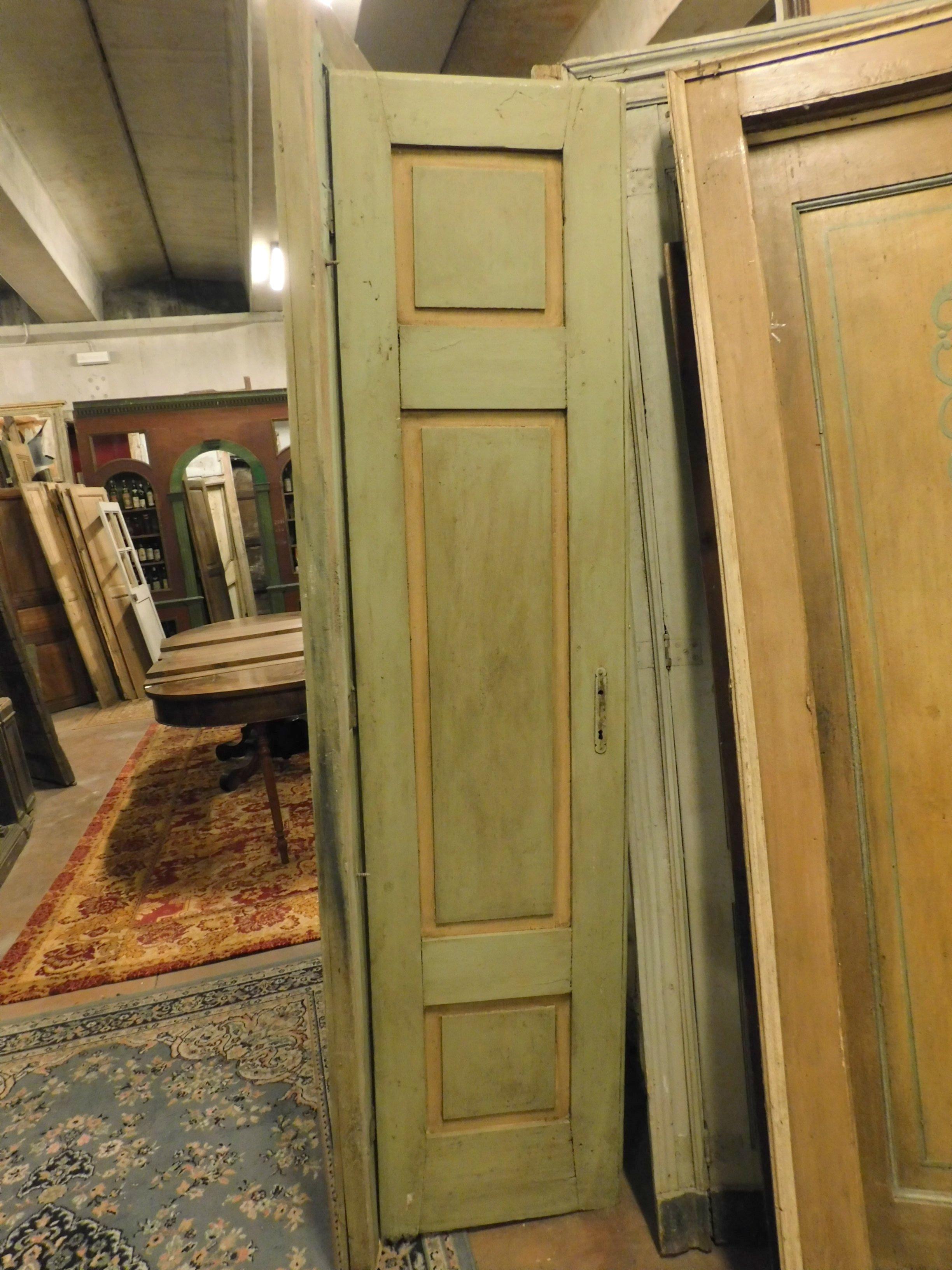 2 Antique Lacquered Doors with Frame, 19th Century, Italy In Good Condition For Sale In Cuneo, Italy (CN)