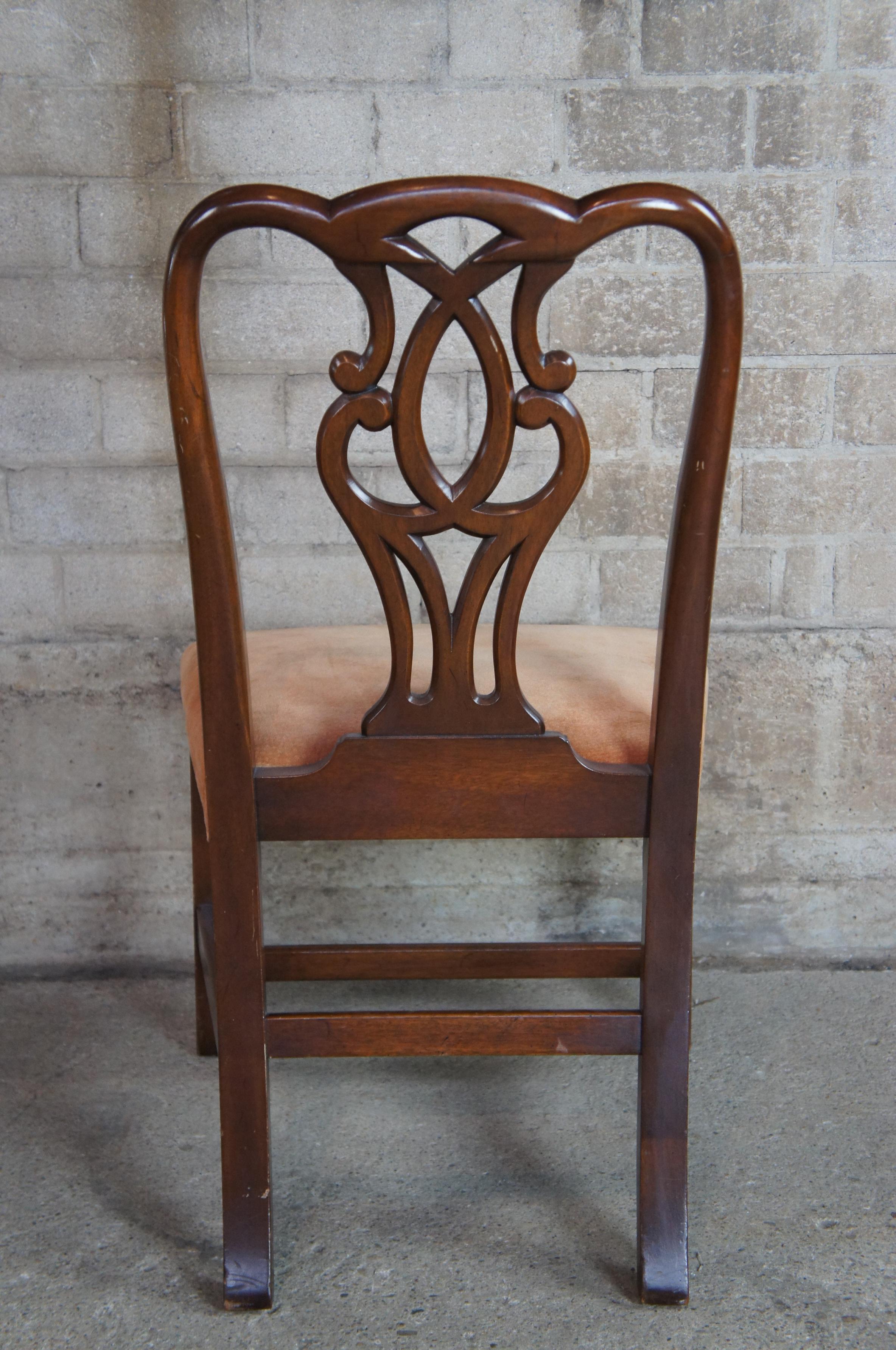 Upholstery 2 Antique Mahogany Chippendale Style Pretzel Back Side Chairs