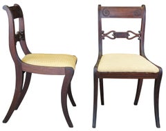2 Antique Mahogany Duncan Phyfe Klismos Side Accent Dining Chairs