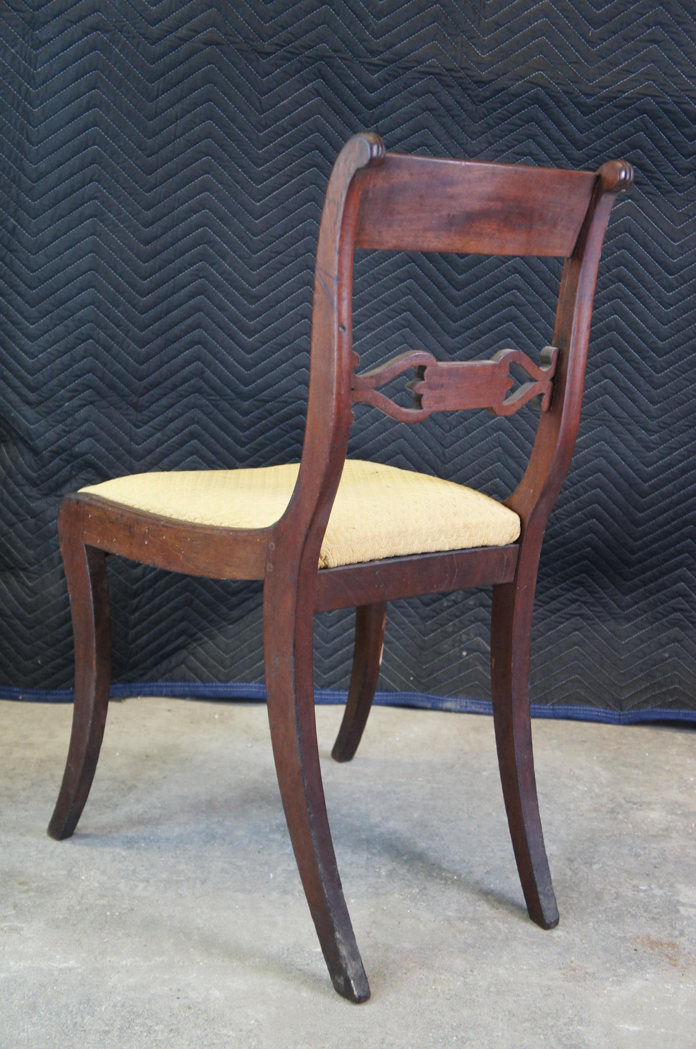 19th Century 2 Antique Mahogany Duncan Phyfe Klismos Side Accent Dining Chairs For Sale