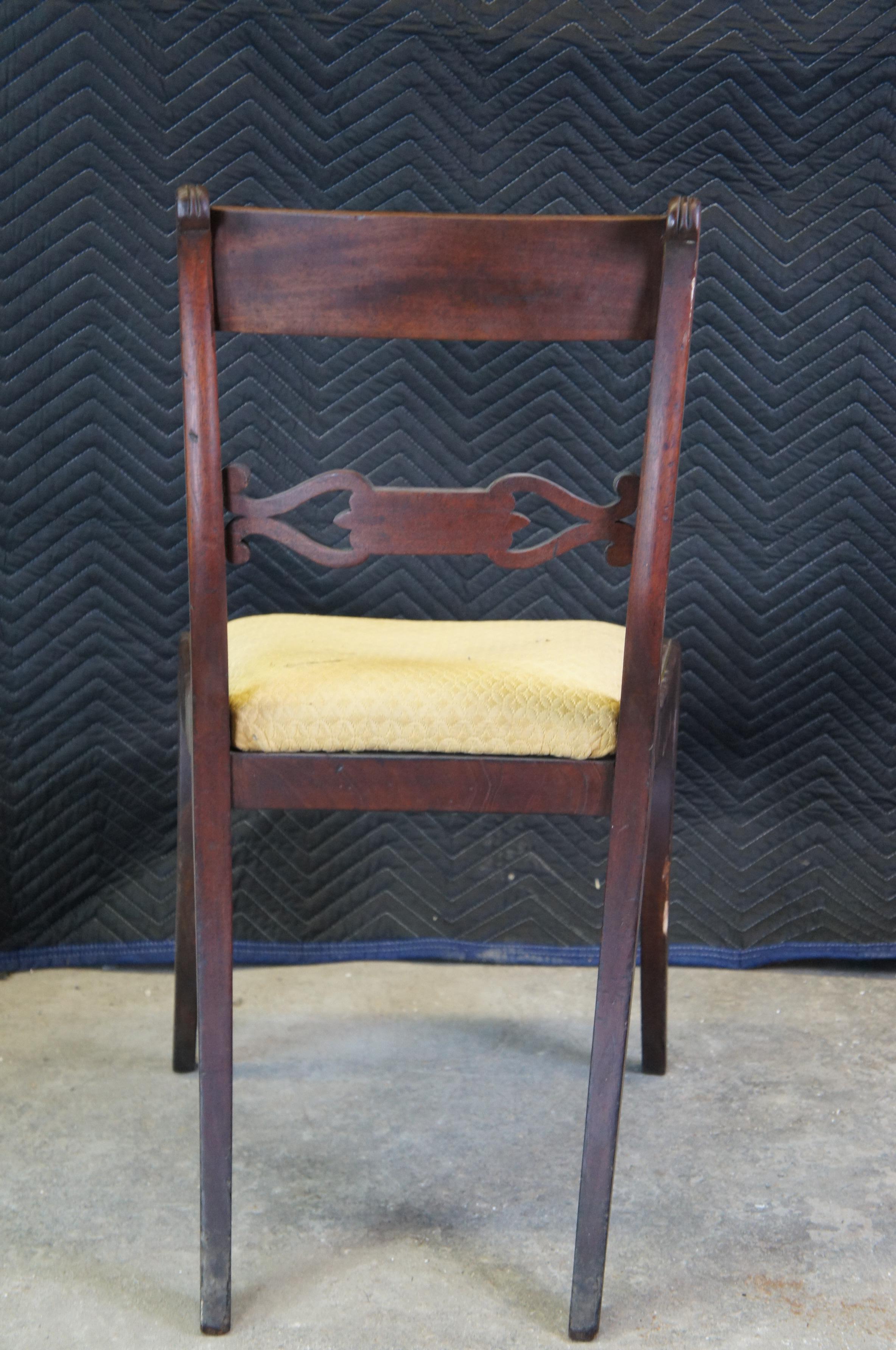 Upholstery 2 Antique Mahogany Duncan Phyfe Klismos Side Accent Dining Chairs For Sale
