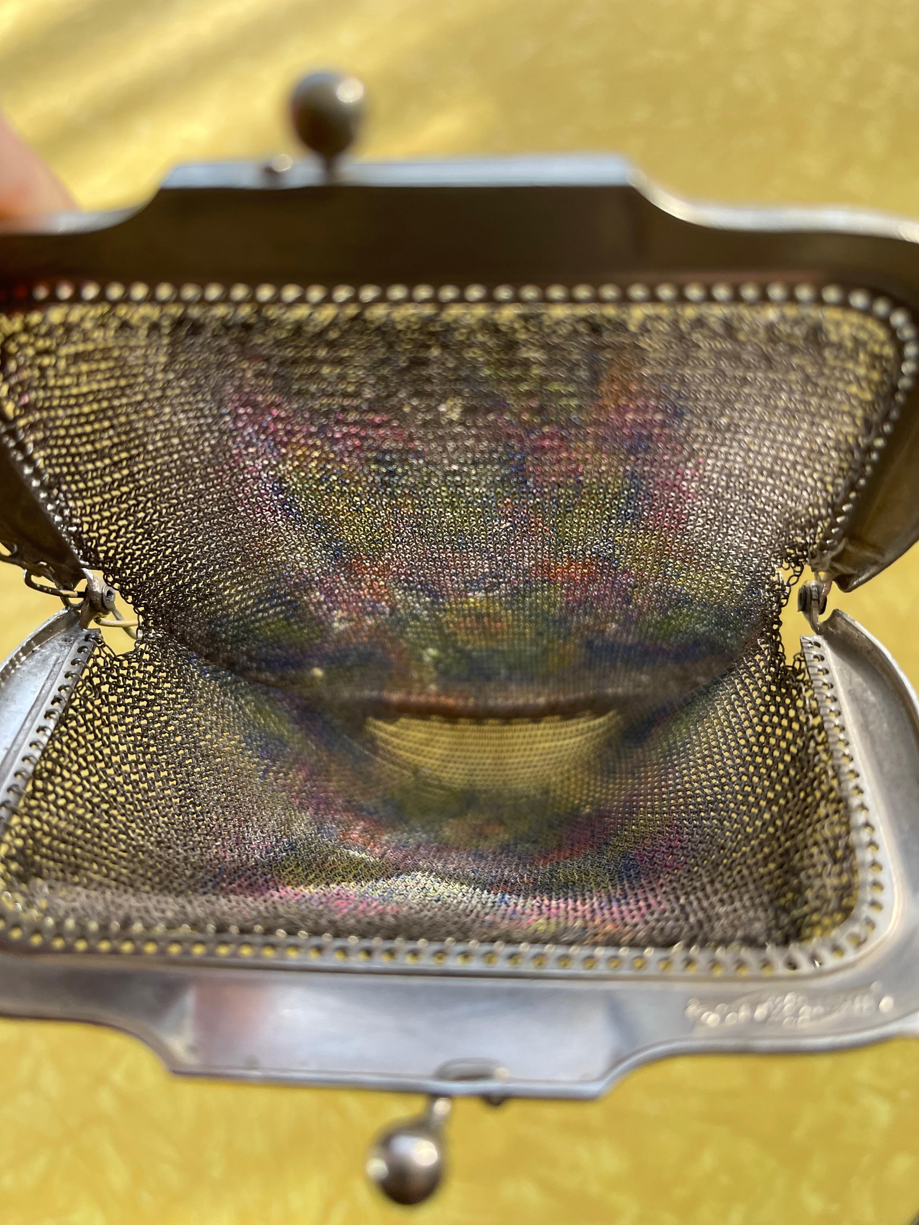2 Antique Metal Mesh Purses, One is Silver Plate & The other Whiting & Davis In Good Condition In Petaluma, CA