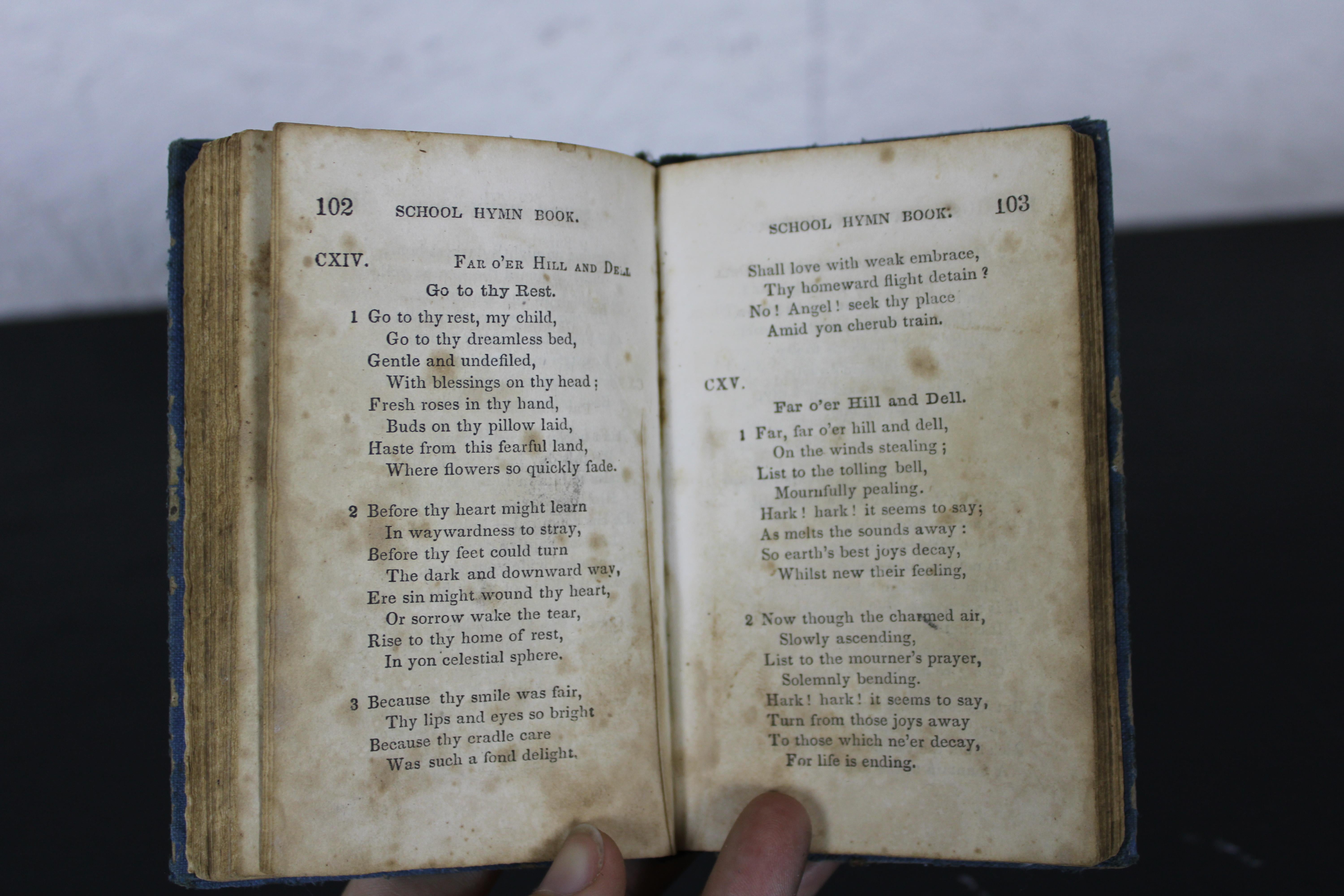 2 Antique Miniature Leather Methodist Hymnal & American School Hymn Book 4