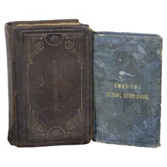 2 Vintage Miniature Leather Methodist Hymnal & American School Hymn Book