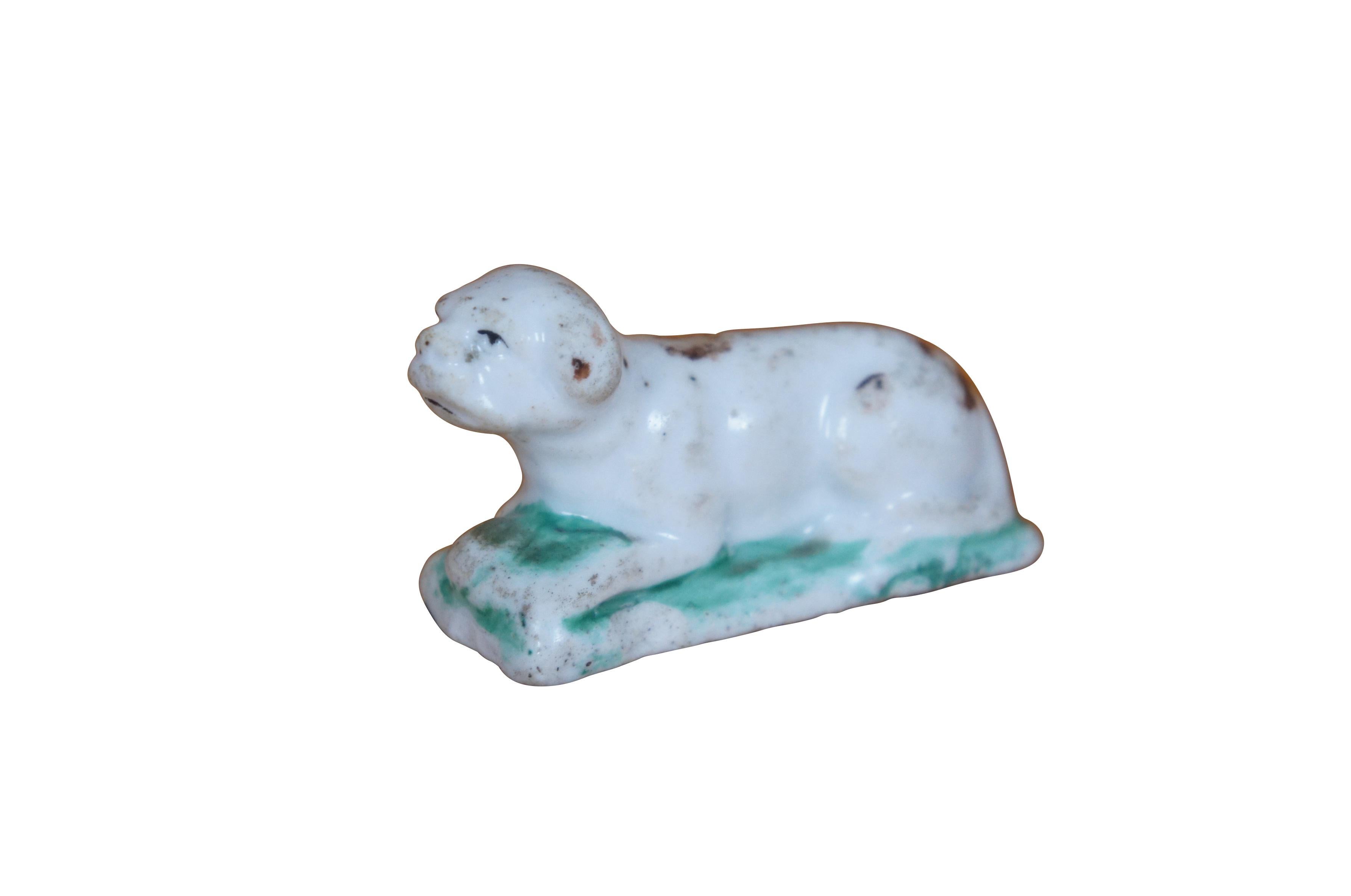 2 Antique Miniature Staffordshire Dogs King Charles Spaniel Bulldog 2